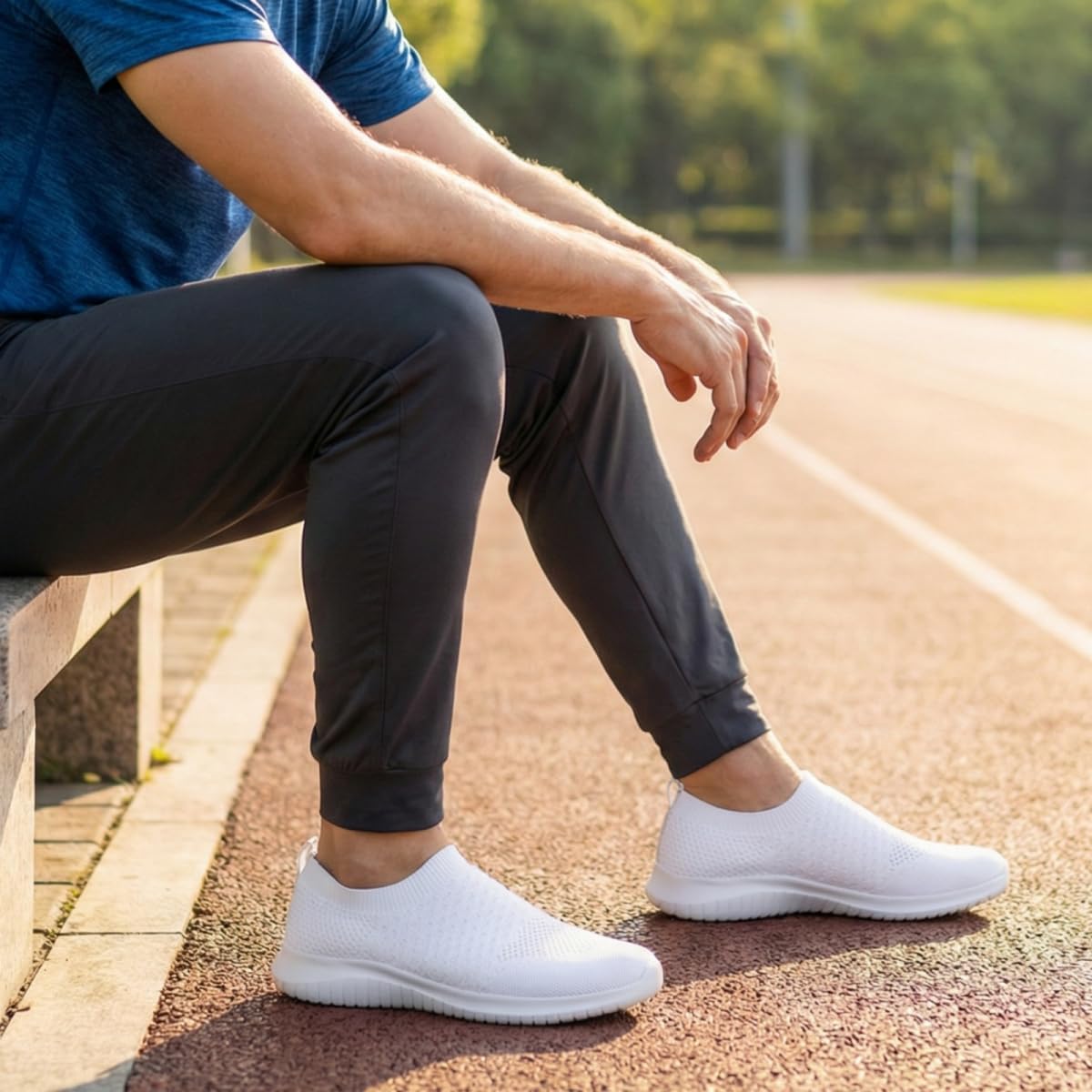 Detalle de TIOSEBON Men's Slip-On Trainers: Lightweight, Breathable Road Running Shoes