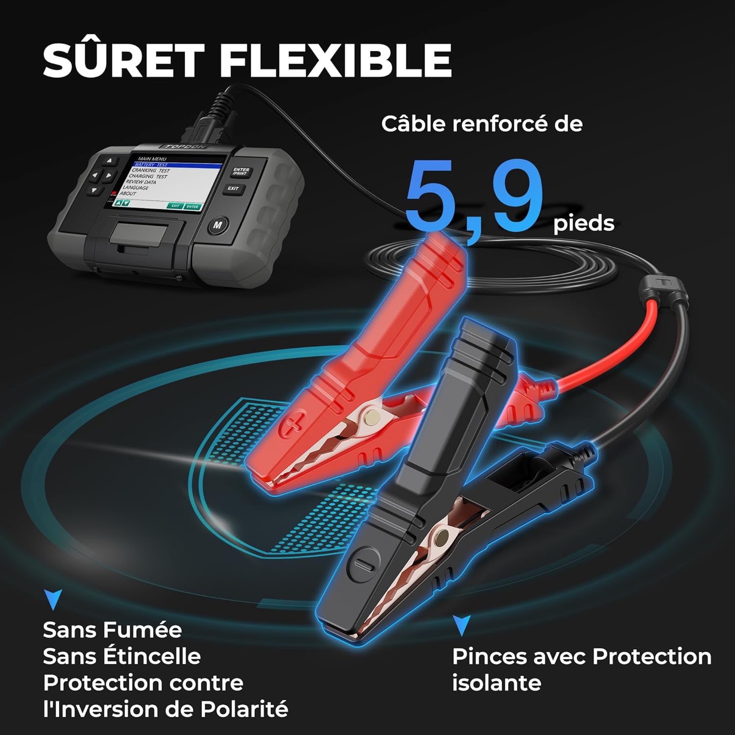 Thumbnail 6 de TOPDON Testeur de batterie BT600 — Testeur 12/24 V avec imprimante et écran couleur 3,5 pouces