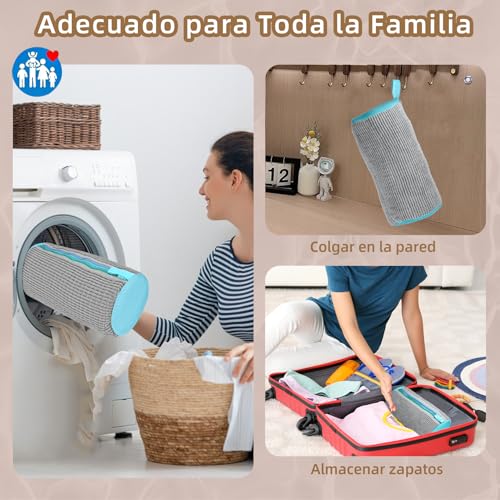 Detalle de FOREDOO 2 en 1 Bolsa lavadora para zapatillas con doble cremallera: limpieza 360° y versatilidad