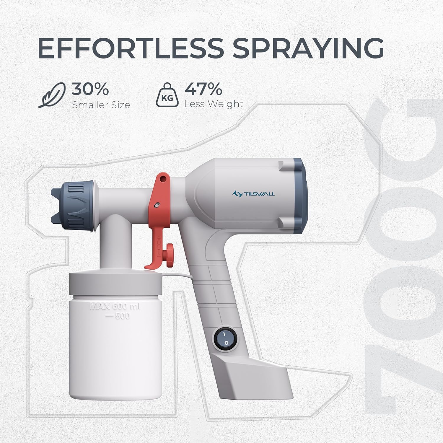 Thumbnail 1 de Tilswall Paint Sprayer: Ultra-Light HVLP with 2 Nozzles and 3 Patterns for DIY Projects