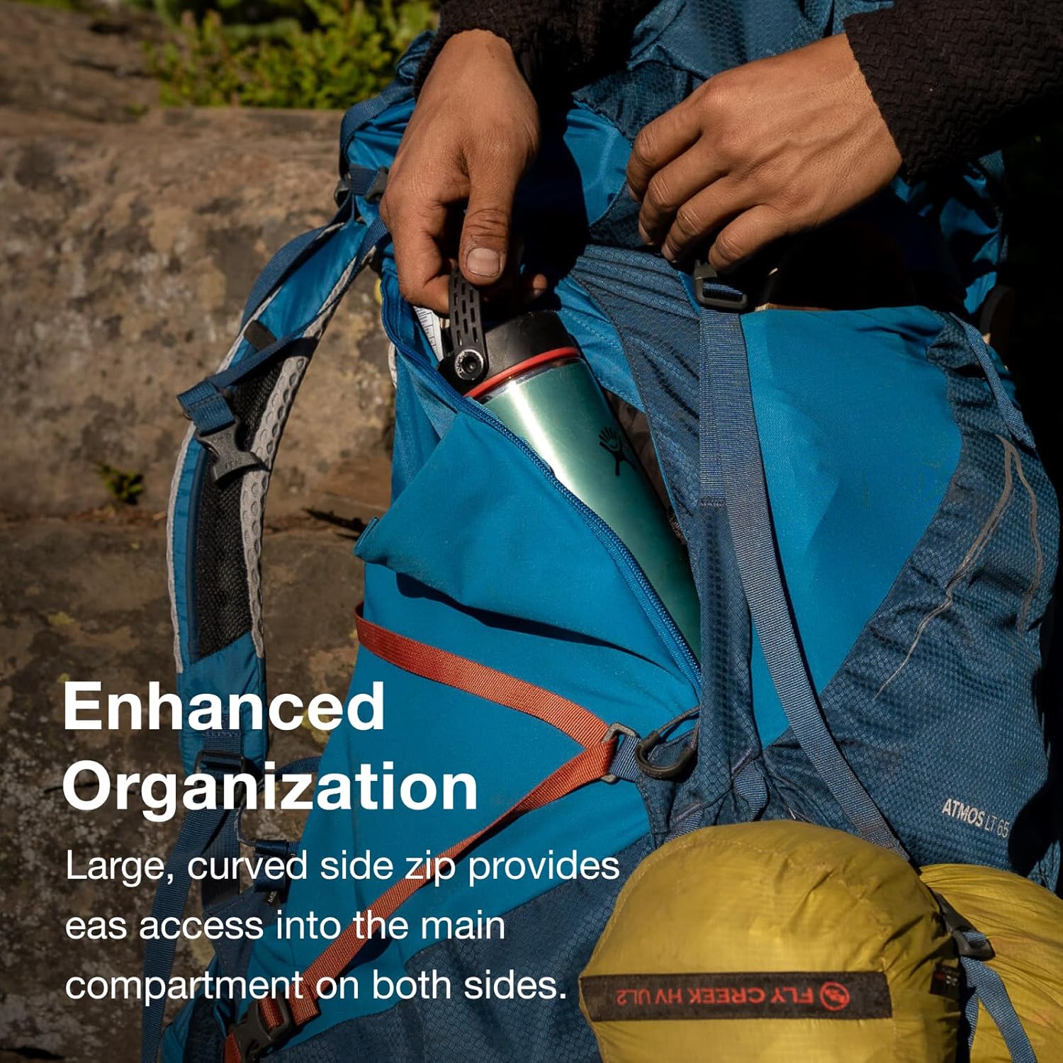 Detalle de Osprey Atmos AG LT 65L Men's Backpacking Backpack (Night Shift/Scoria Blue, L/XL)