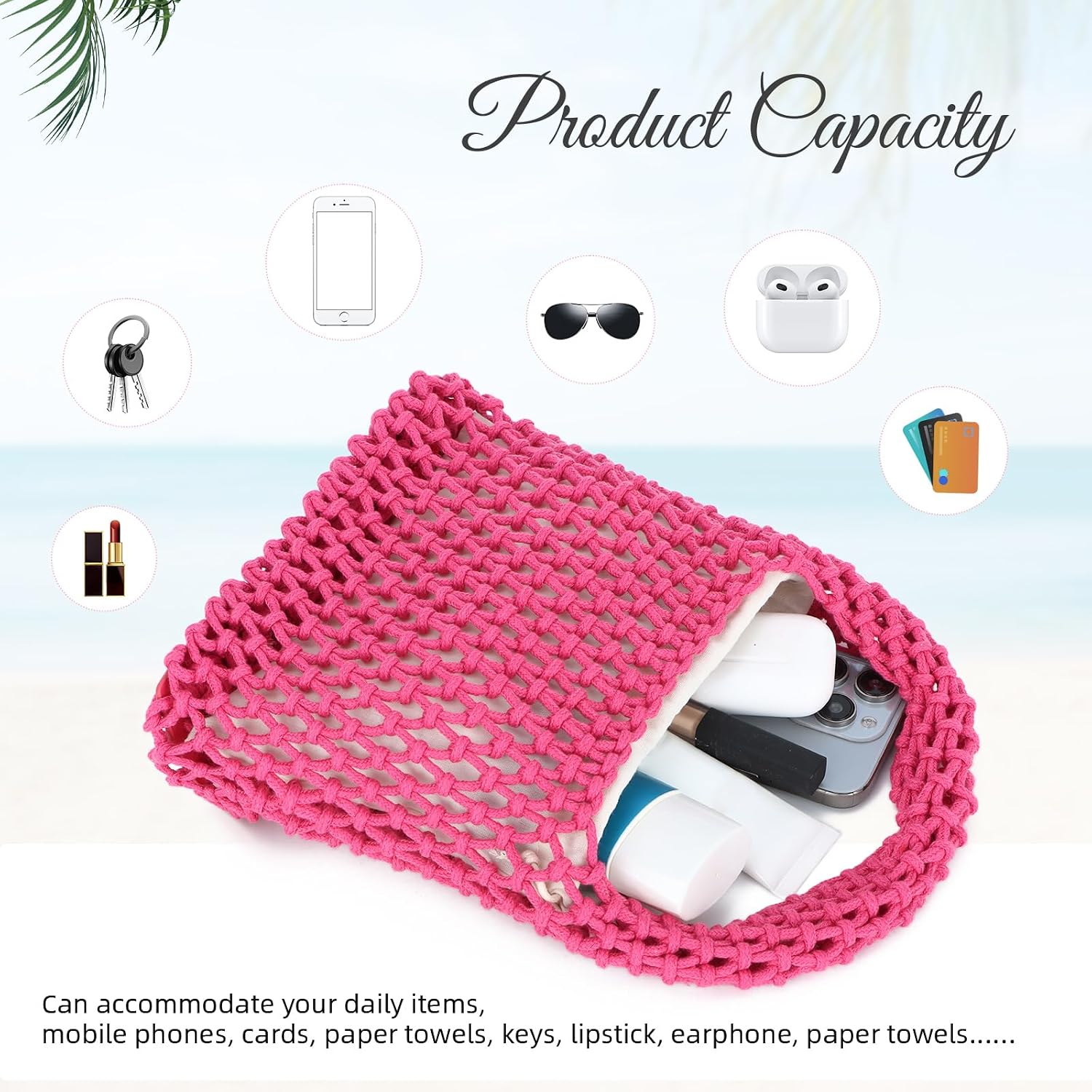 Thumbnail 5 de EVEOUT Woven Clutch Small crochet beach bag