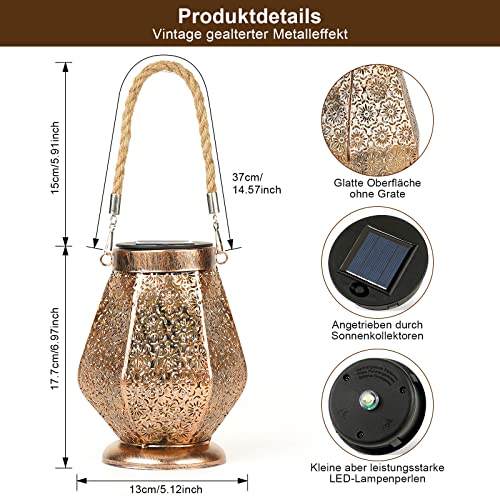 Detalle de OUILA Solarlampen für Außen – 2er Set LED Solarleuchten in Gold, IP65