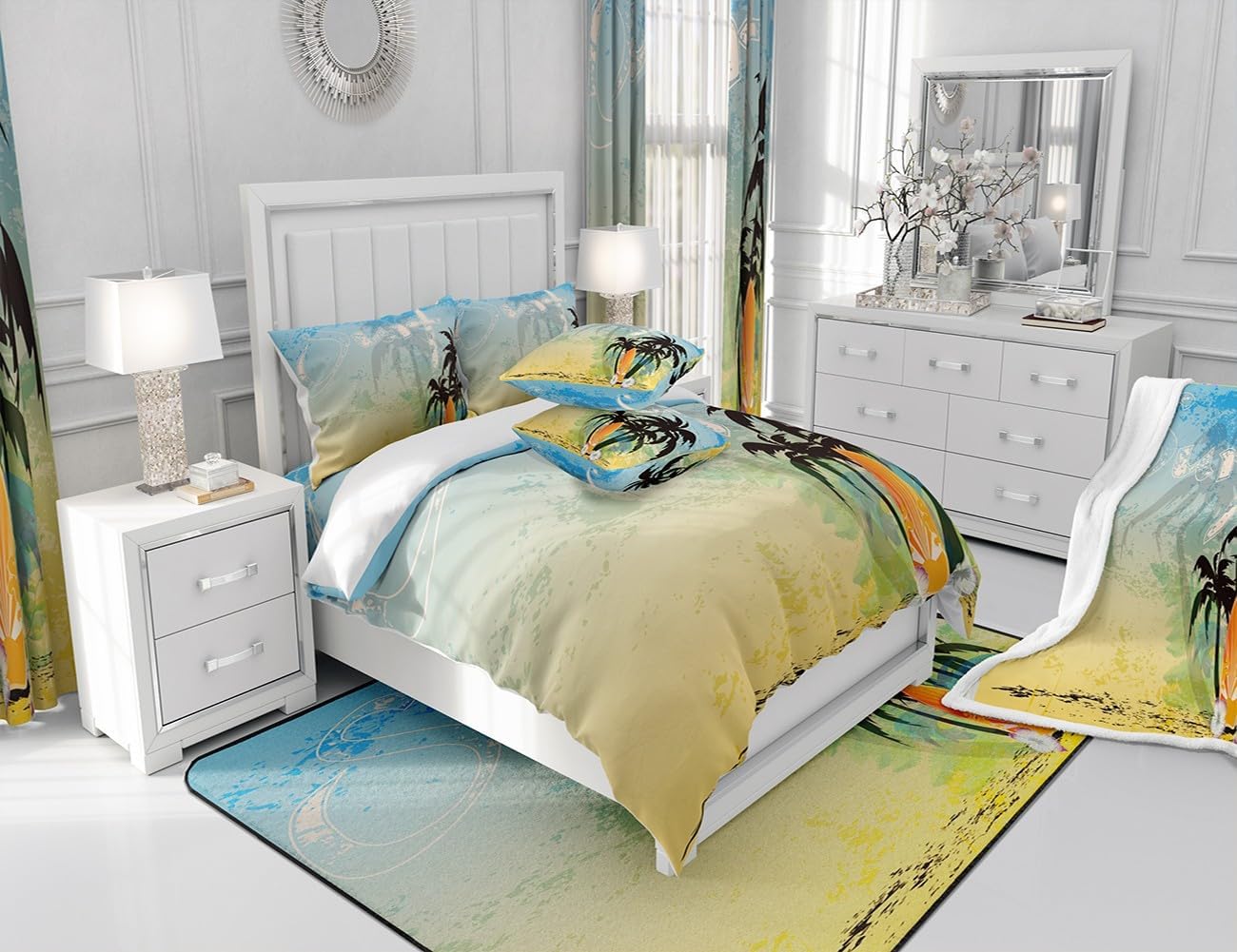 Thumbnail 3 de Ozean Beach Bettbezug-Set aus 100% Baumwolle (155x220) mit Reißverschluss – tropisches Hawaii Design für Kinder & Teens