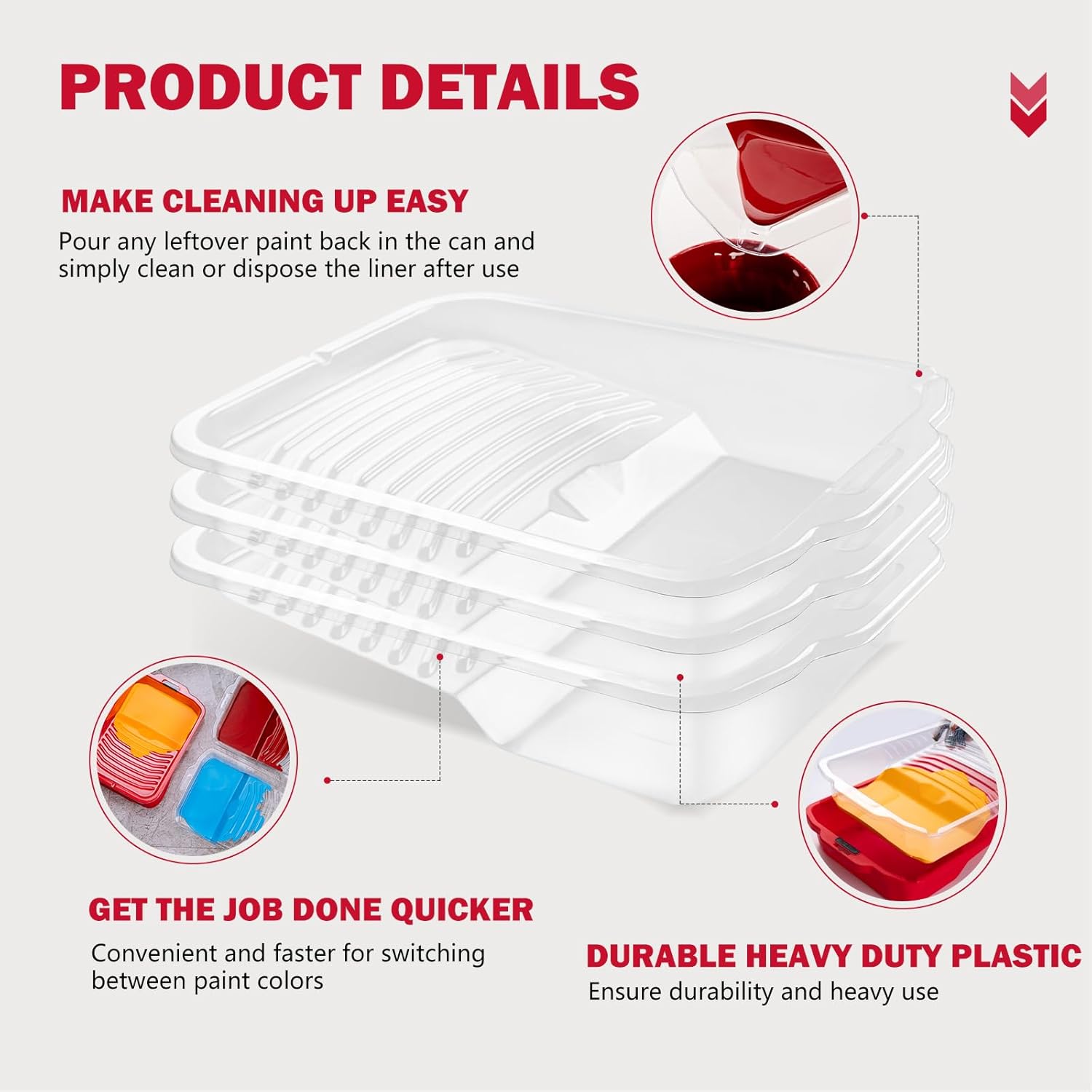 Thumbnail 2 de Mister Rui 6× Farbwannen inkl. Einweg-Einsätzen (44,2 × 32 cm) – Lackierwanne für Wandfarbe & Malerzubehör