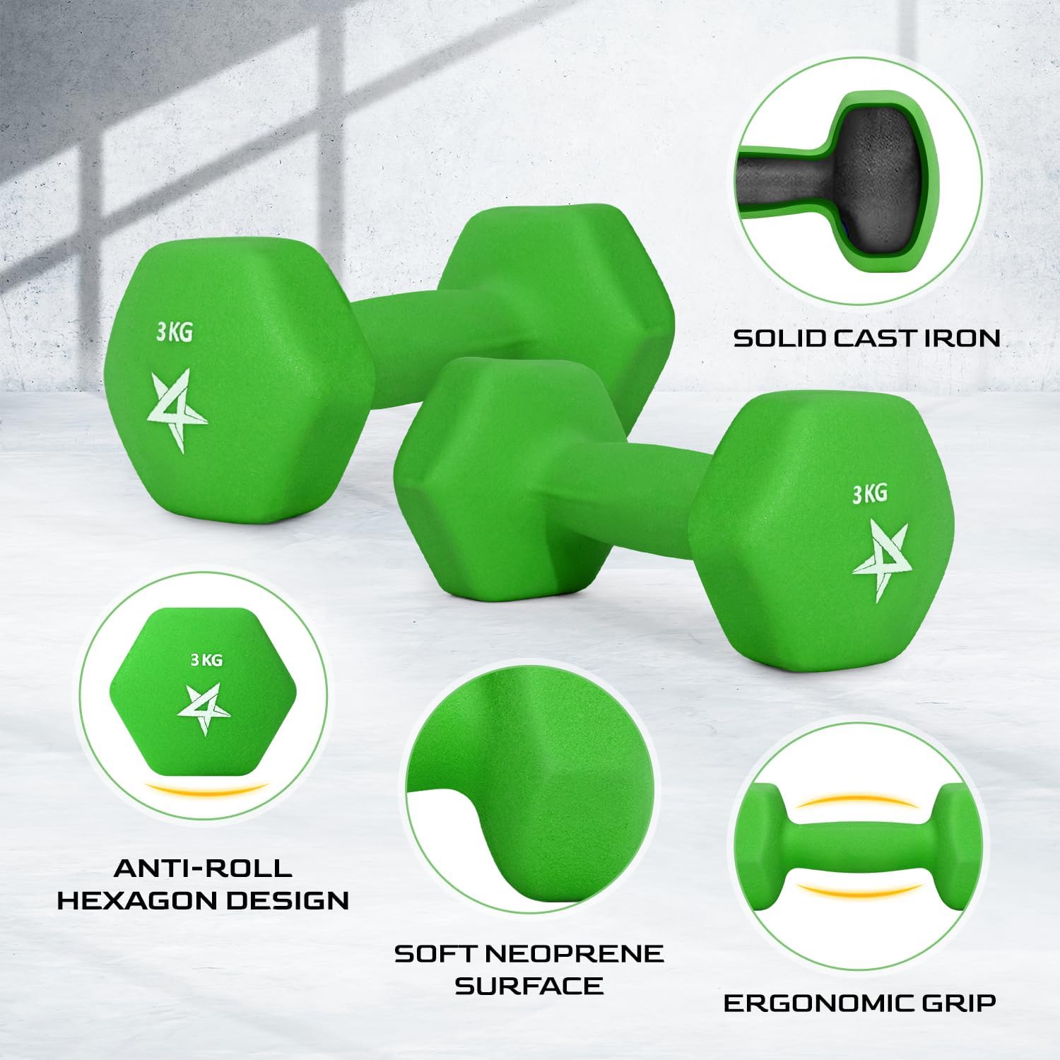 Thumbnail 2 de Yes4All set manubri palestra in neoprene esagonali con impugnatura ergonomica (coppia)