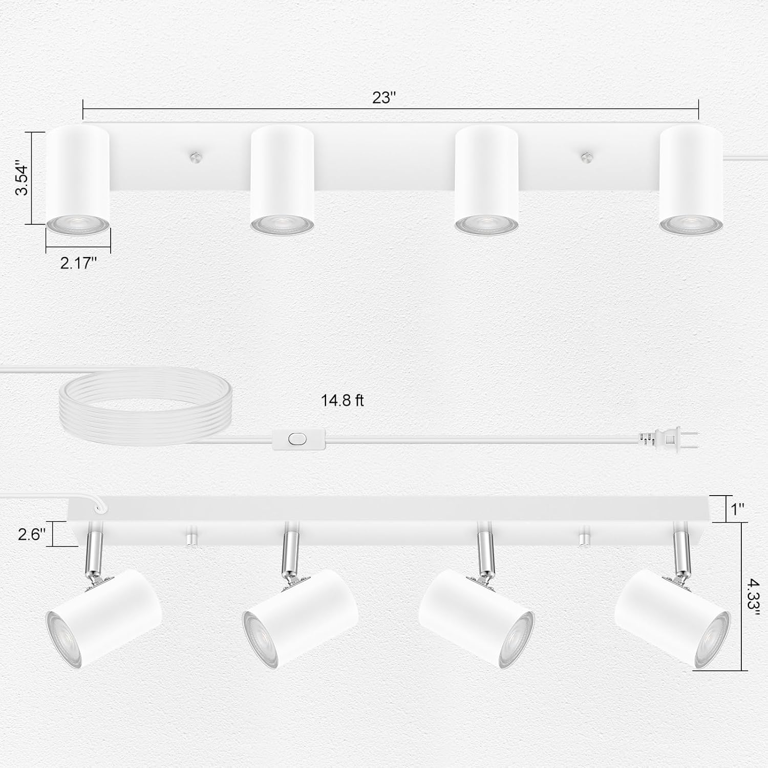 Thumbnail 5 de AUQUEE 4 Light Track Lighting Kit 15 ft cord