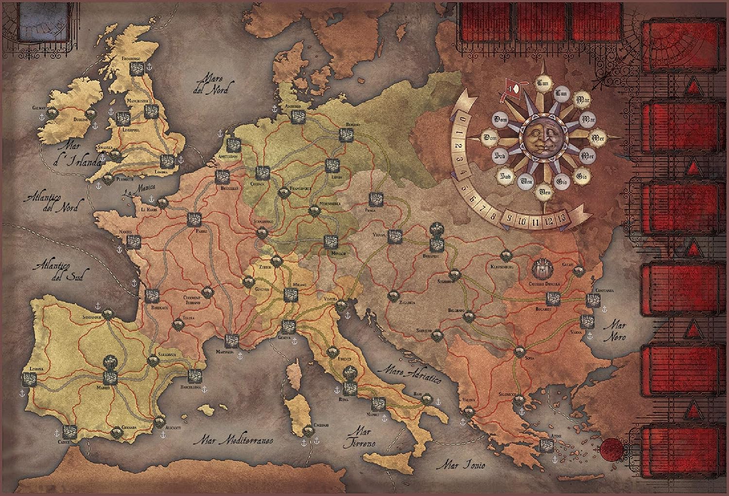 Detalle de Giochi Uniti La Furia di Dracula GU494 – gra planszowa, edycja włoska, 2–5 graczy