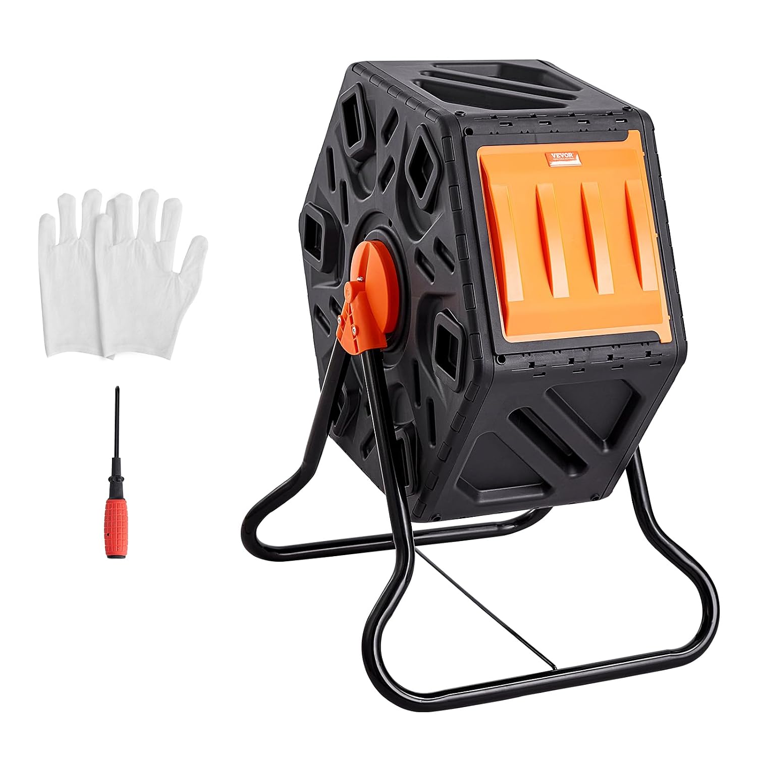 Detalle de VEVOR Composteur de Jardin Rotatif 70 L – Bac à Compost 360° en PP et Acier sans BPA