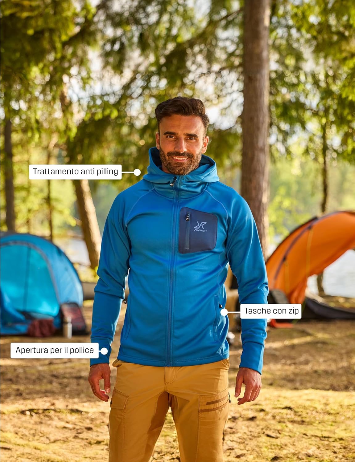Thumbnail 5 de RevolutionRace Evolution Stretch Fleece Hoodie da uomo con zip e cappuccio