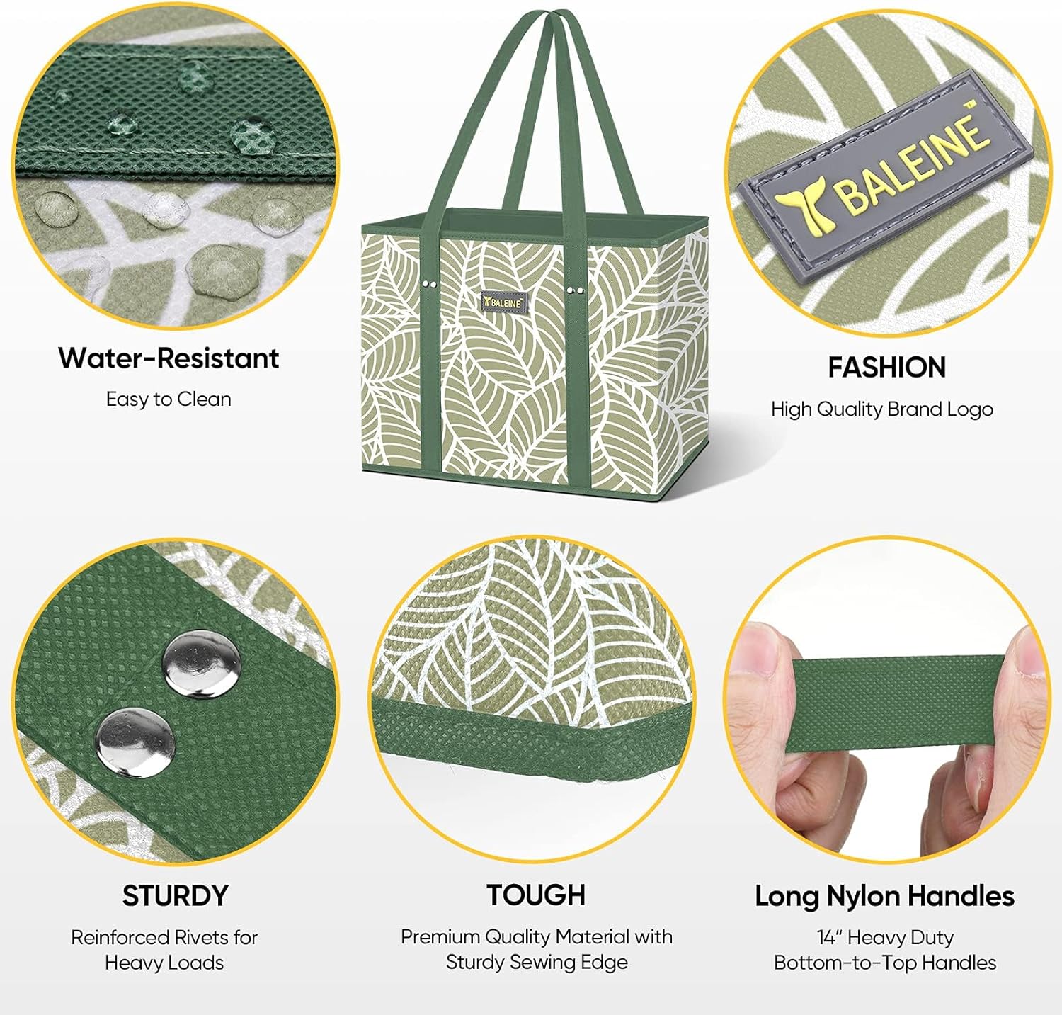 Detalle de BALEINE 3Pk Reusable Grocery Bag 10x11x13