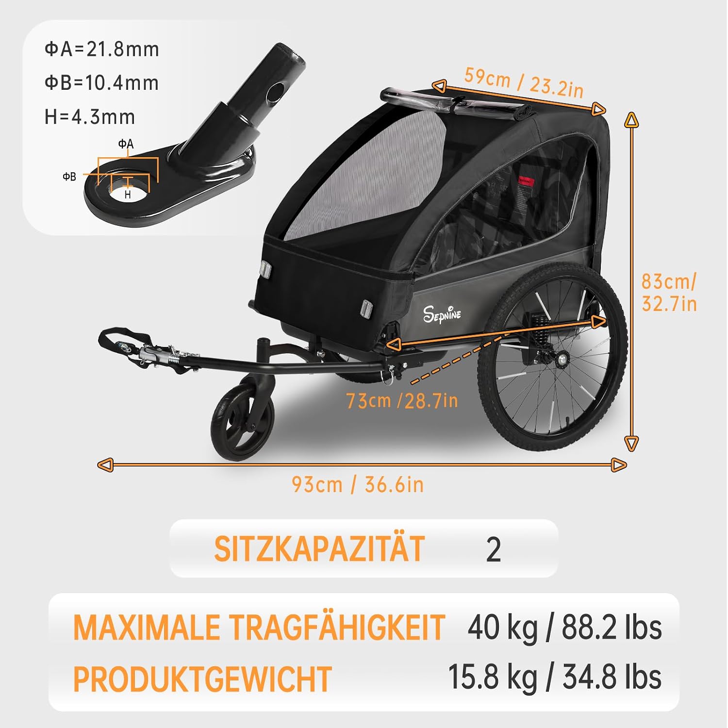 Thumbnail 6 de Fiximaster Remorque vélo 2 en 1 pour 2 enfants