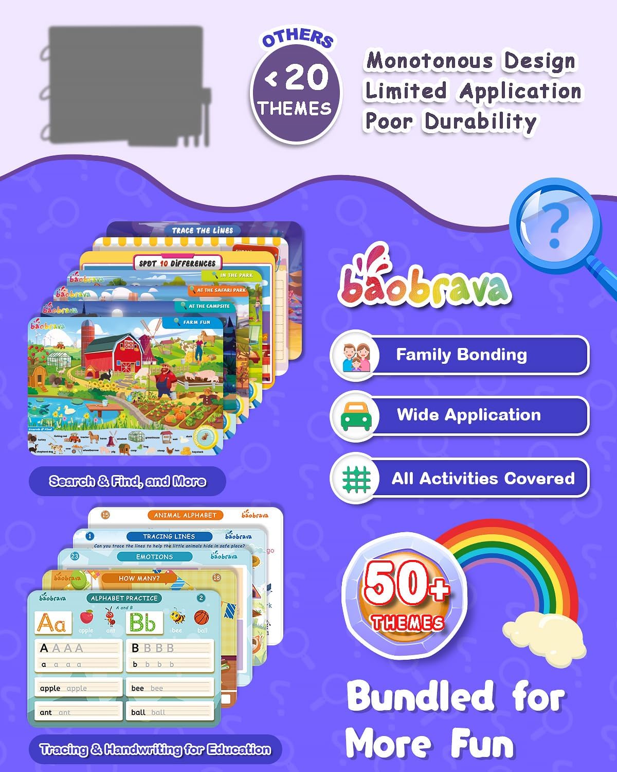 Detalle 2 de Baobrava Search and Find Book and Handwriting Practice Books Set (More Than 50 Learning Activities) for Ages 3–8