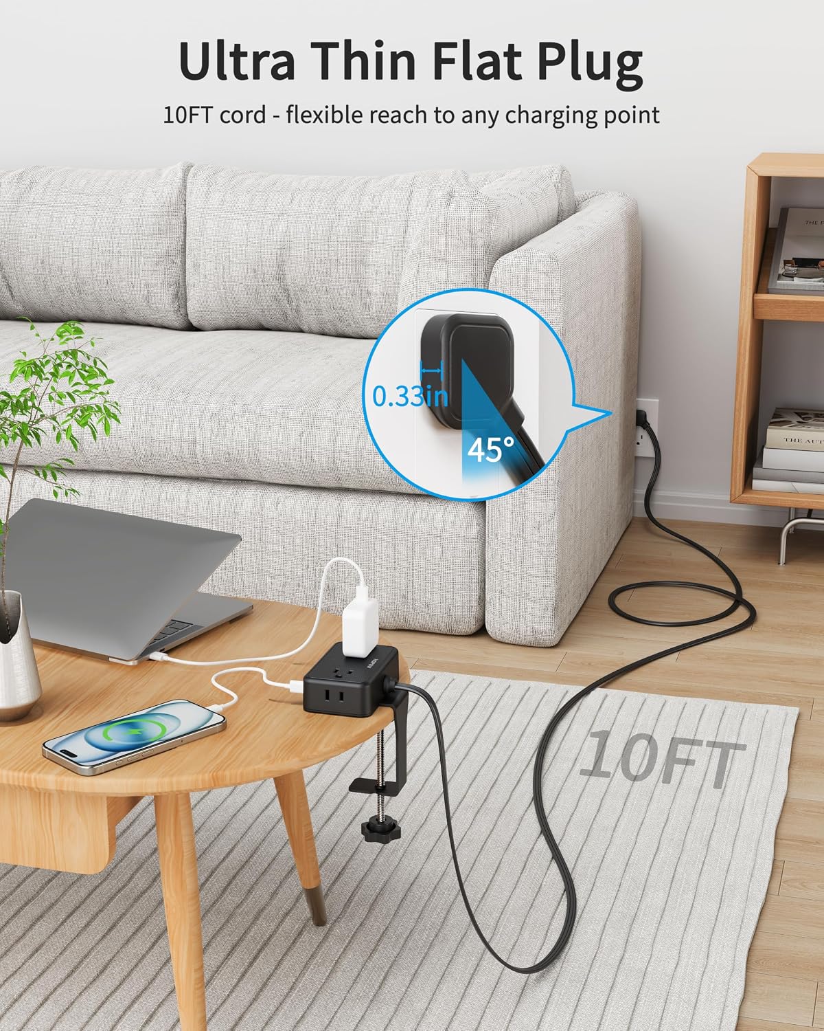 Detalle 2 de Desk Clamp Power Strip, 4 Outlets