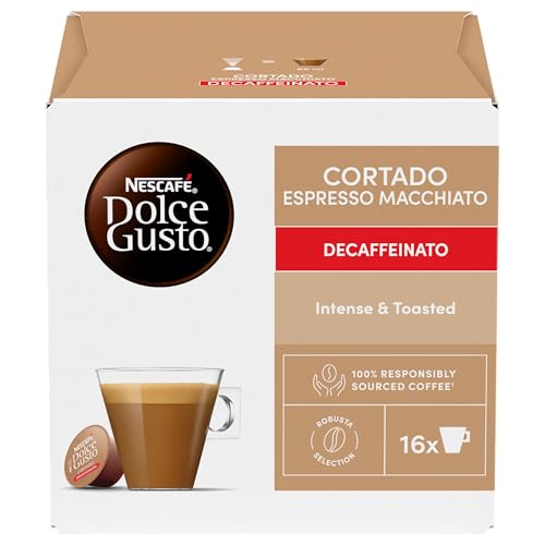 Detalle de NESCAFÉ DOLCE GUSTO Cortado Espresso Macchiato Decaffeinato – 3 Confezioni da 16 Capsule (48 Capsule Compatibili Dolce Gusto)