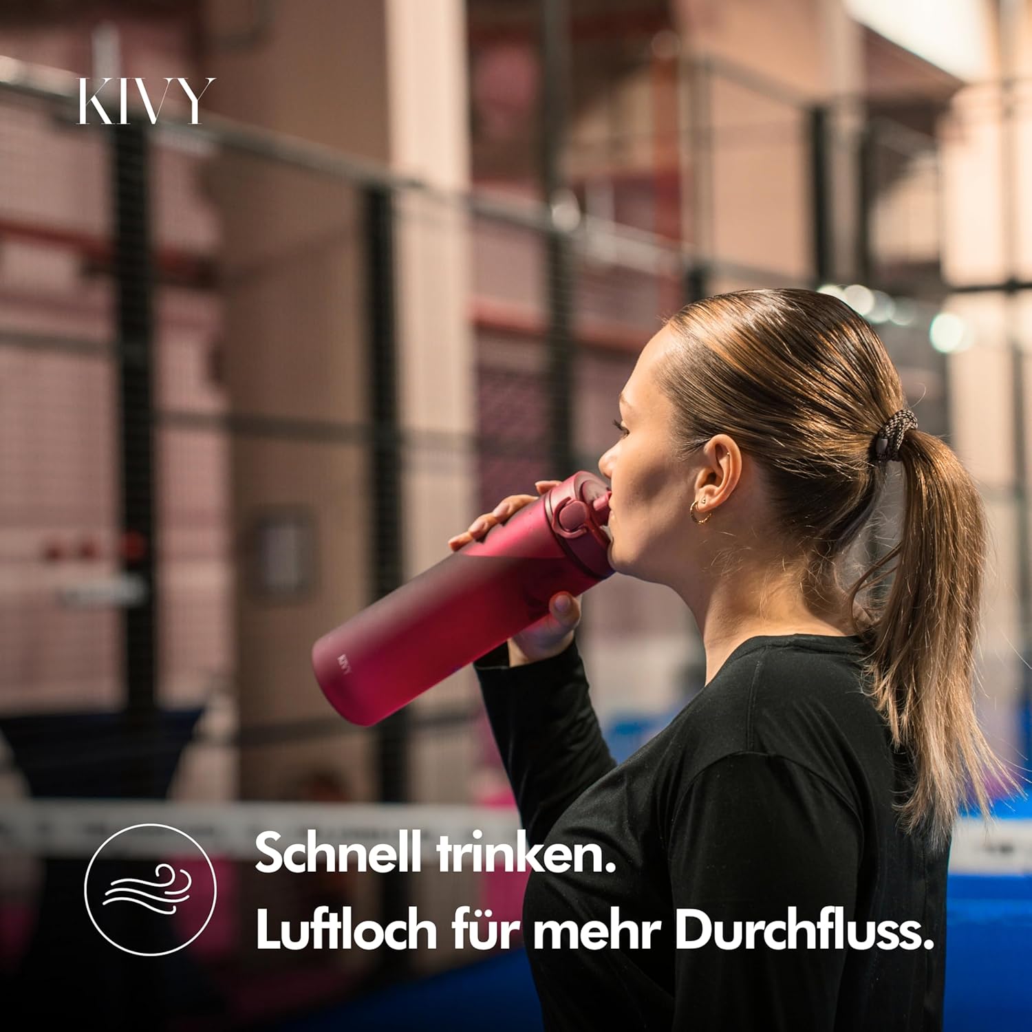 Thumbnail 4 de KIVY Tritan Trinkflasche 1 l – auslaufsicher, kohlensäuregeeignet, BPA-frei für Sport, Schule & Büro