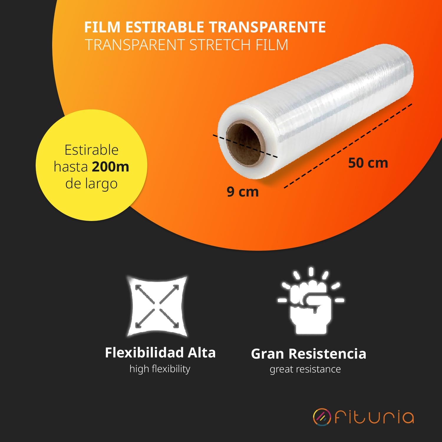 Thumbnail 1 de OFITURIA Transparente Verpackungsfolie – Allzweckfolie, 50 cm × bis zu 200 m, 3 Stück