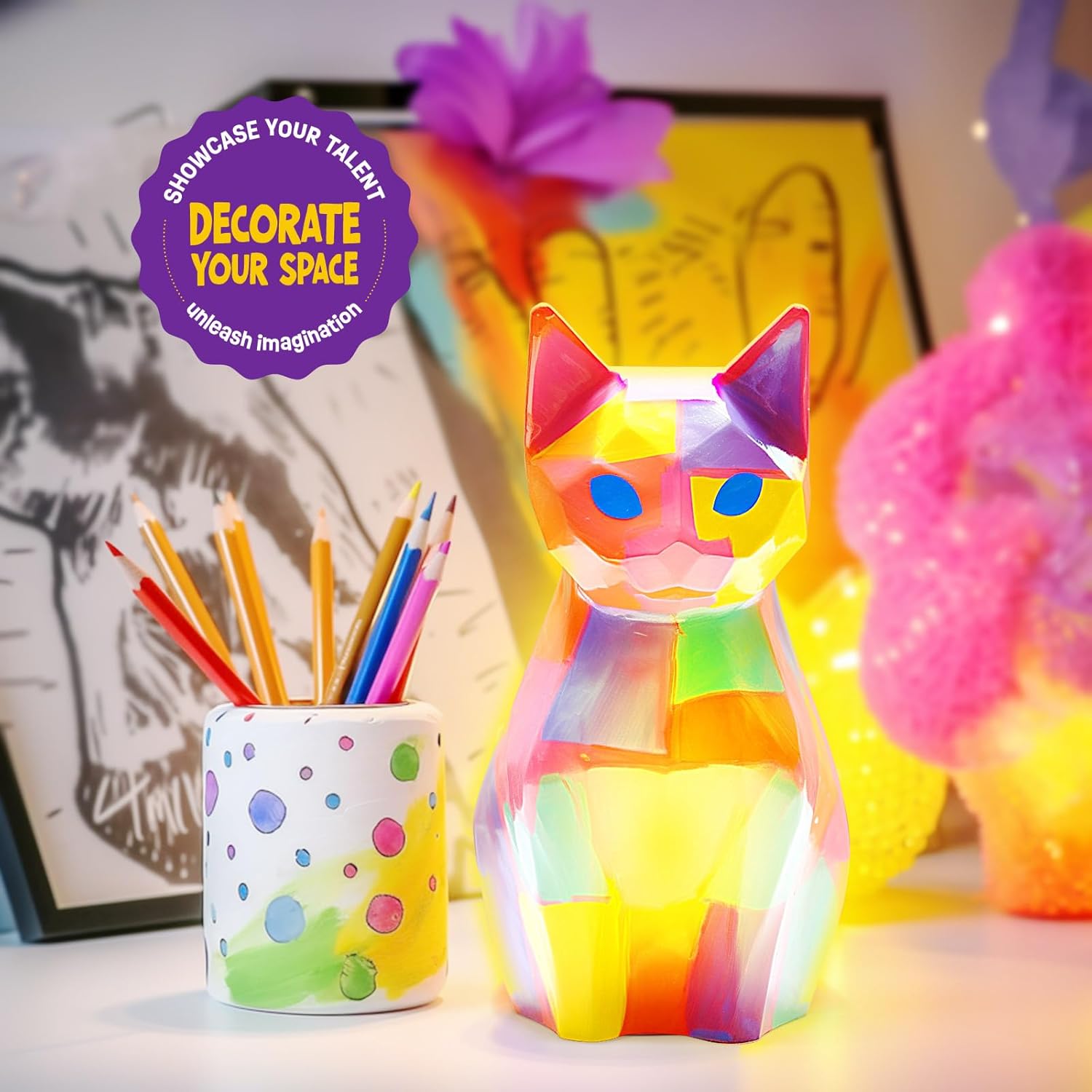 Thumbnail 6 de DIY-LAOESE Paint Your Own Cat Lamp Kit for Kids 🎨