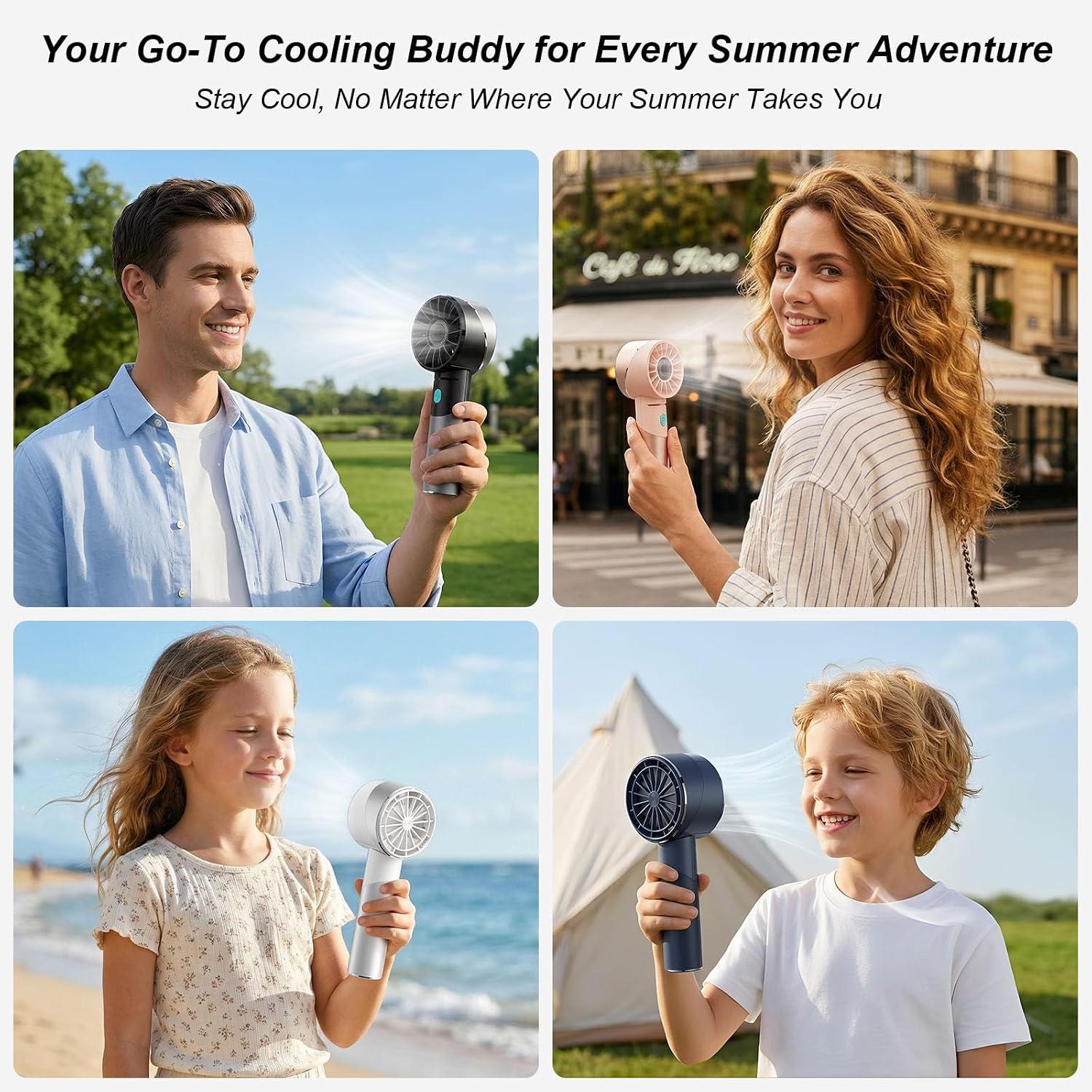 Thumbnail 6 de COZOME Handheld Fan: 7000RPM Turbo Portable Fan with 16H Battery, 4-Speed USB Rechargeable Mini Fan