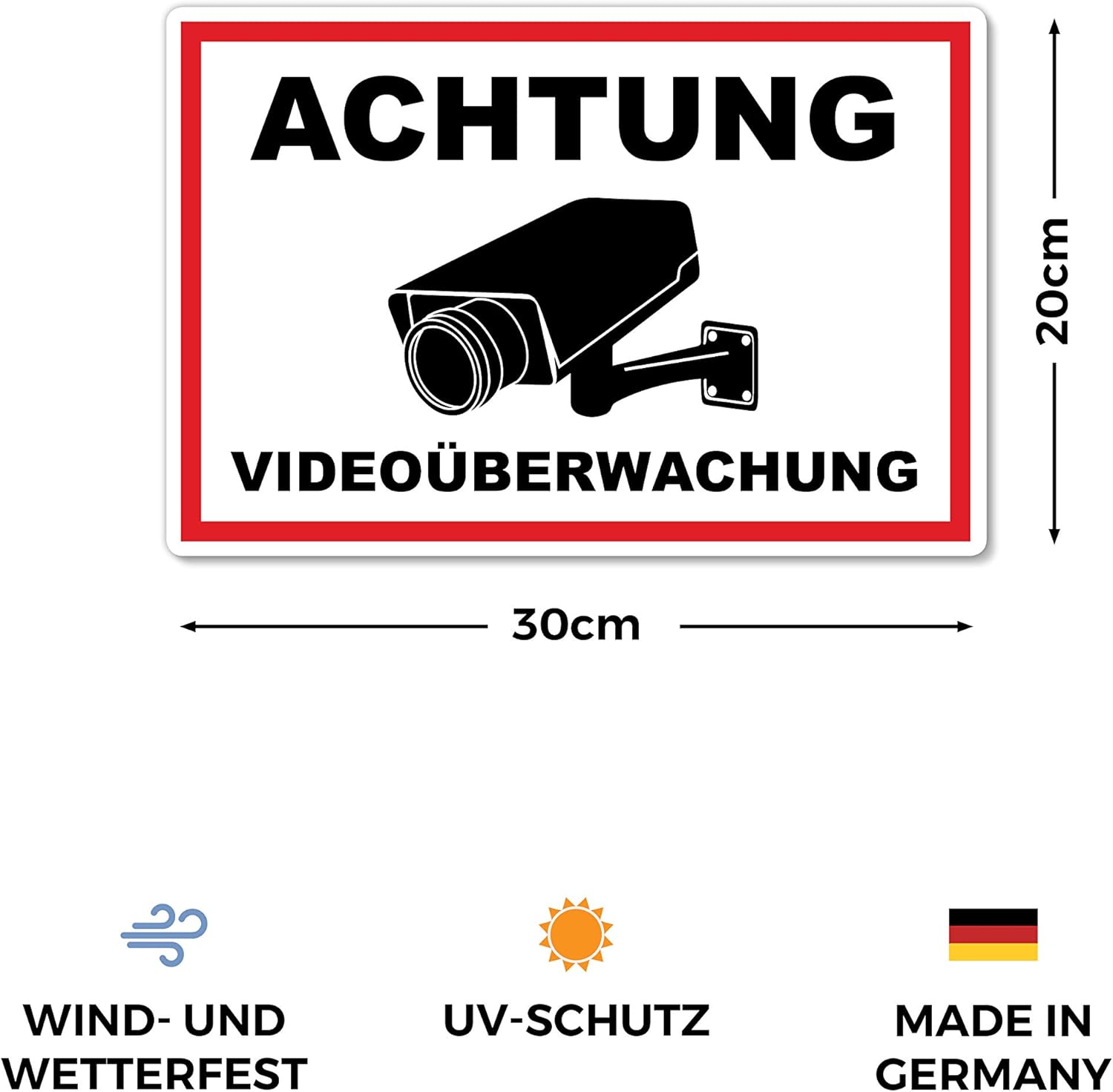 Detalle 2 de STROBO Videoüberwachung Schild 20x30 cm, 2 Stück