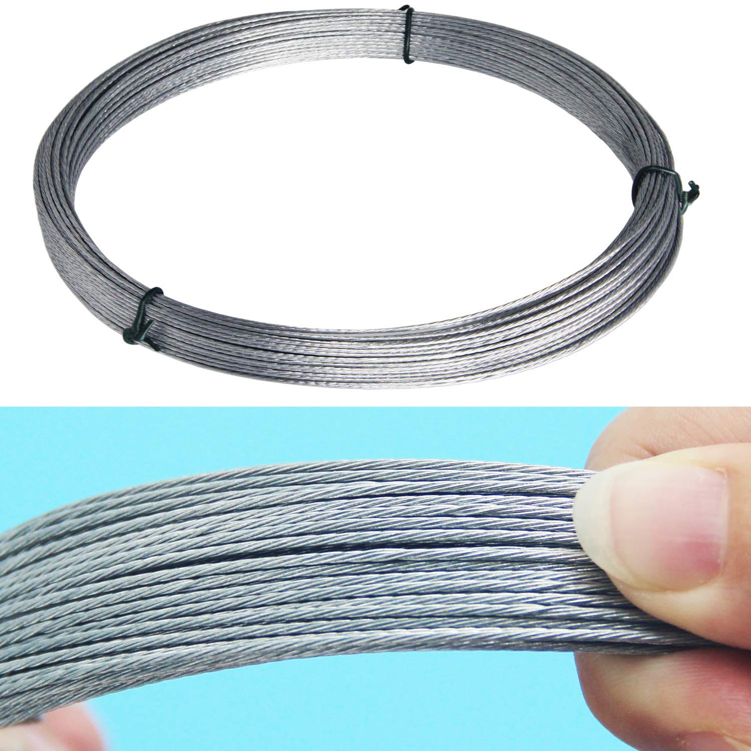 Detalle de Cerpourt 22725 Picture Hanging Wire, 100 ft Braided Steel, 30 lb Capacity