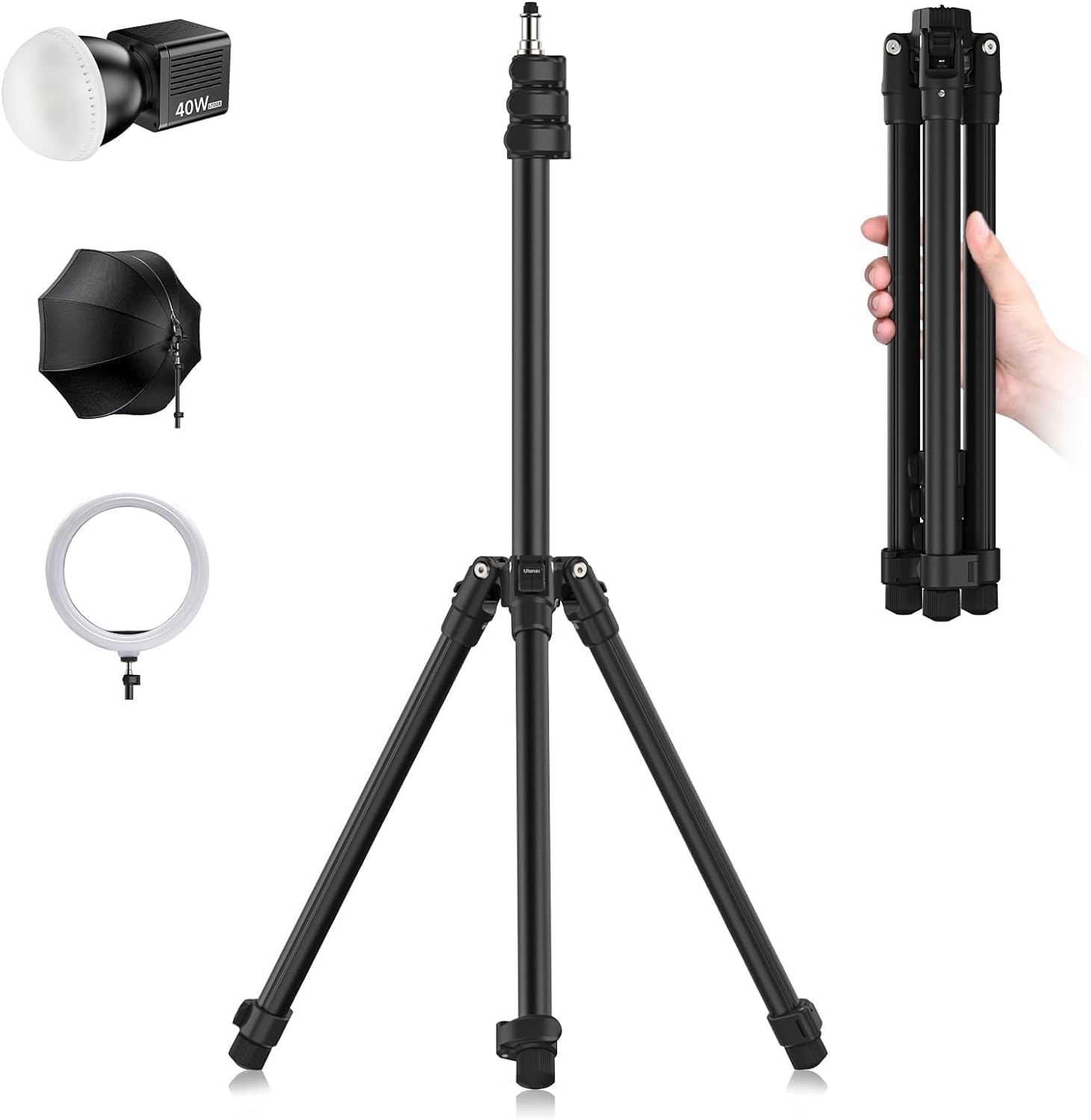 Detalle de ULANZI TT43 Lichtstativ aus Aluminium (190 cm) – umkehrbares Fotografie-Stativ bis 6 kg