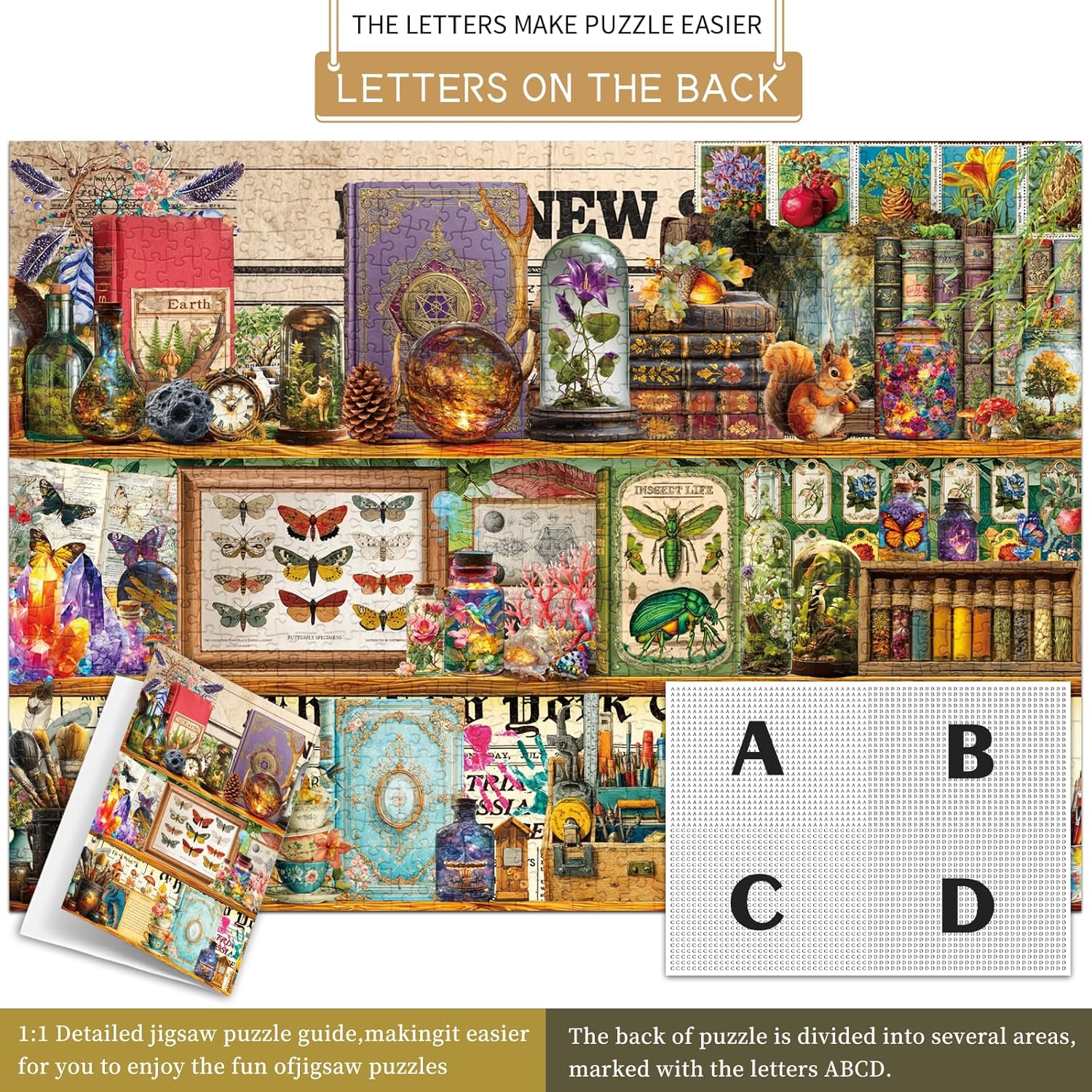 Thumbnail 1 de HUADADA 1000-Piece Jigsaw Puzzle for Adults – Vintage Fantasy Bookshelf (27.5 x 19.7 inch)