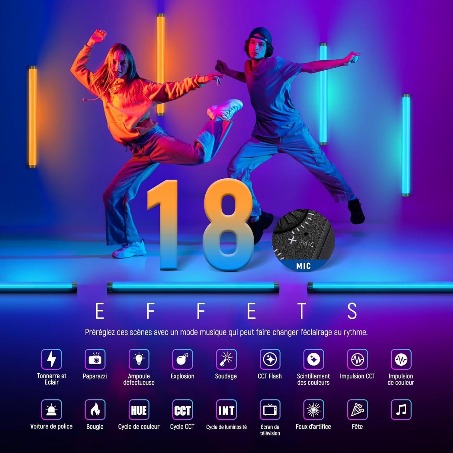 Thumbnail 5 de NEEWER TL60 Tube Éclairage Vidéo RGB RGBWW portable avec contrôle 2,4G et DMX