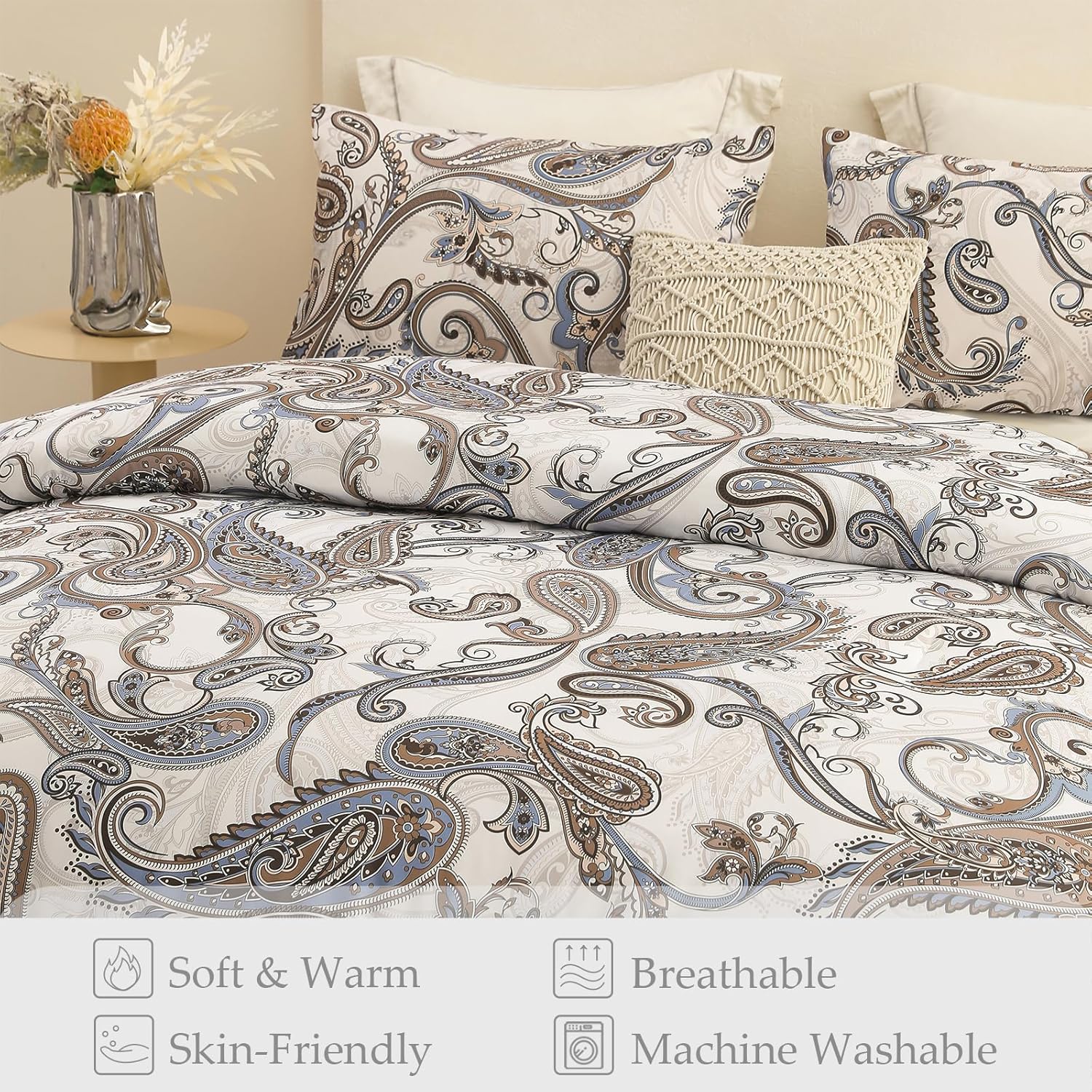Detalle de Whale Flotilla Coverless King Duvet Set with Patchwork Floral Printed Breathable Comforter