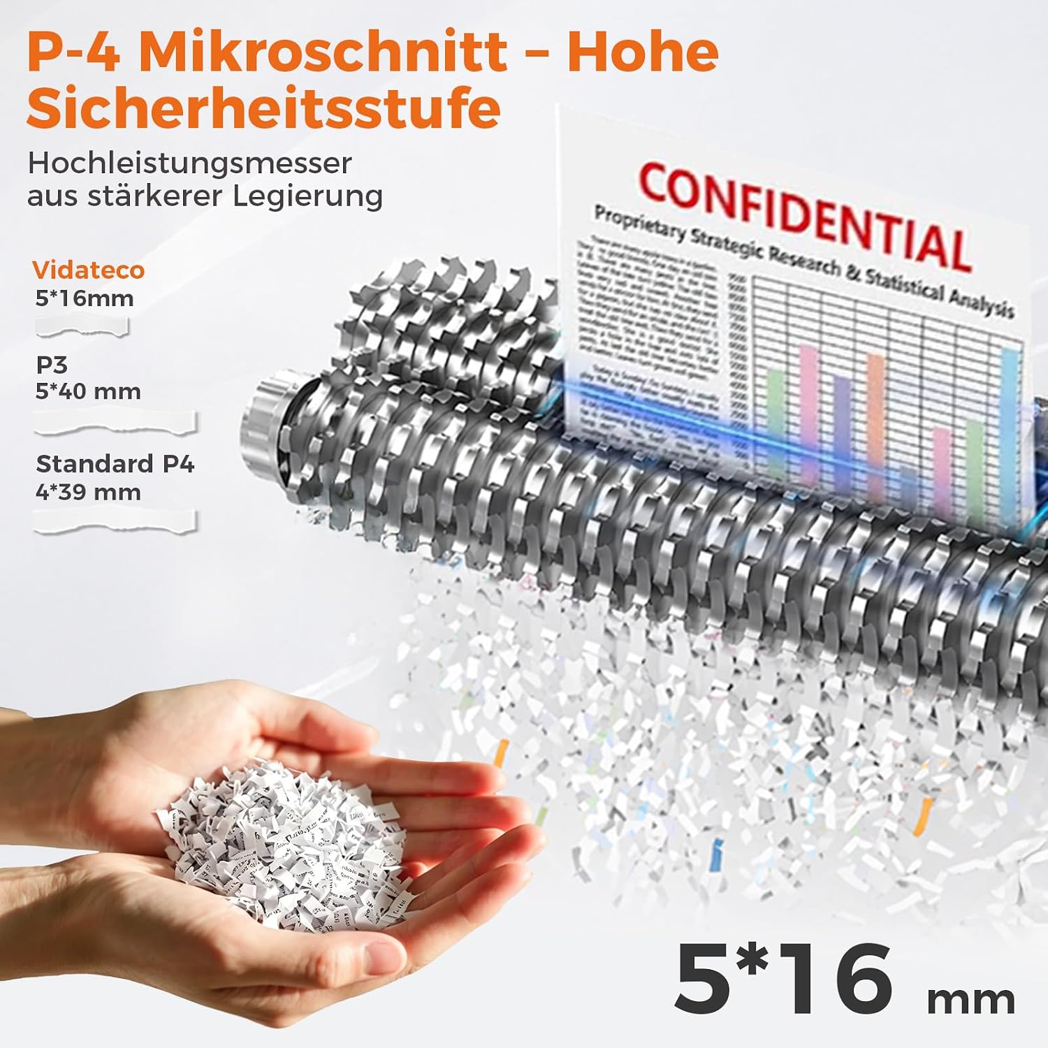 Detalle 2 de VidaTeco Partikelschnitt Schredder 10 Blatt 📄