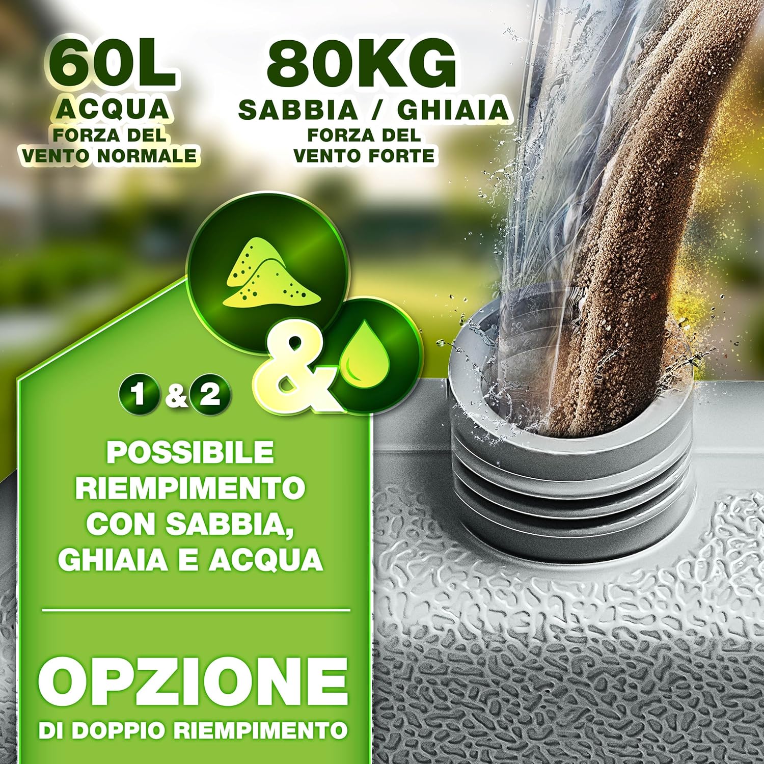 Thumbnail 2 de tillvex Base per Ombrellone decentrato 60 L / 80 kg (4 pezzi) grigio