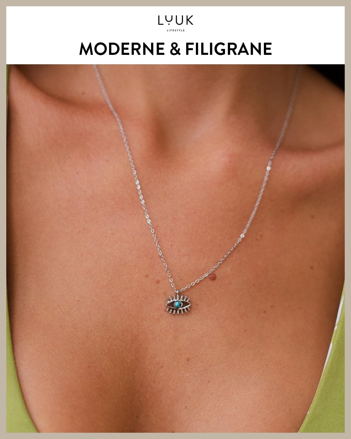 Thumbnail 2 de LUUK LIFESTYLE Collier avec pendentif couronne en acier inoxydable – 50 cm + carte HAPPINESS