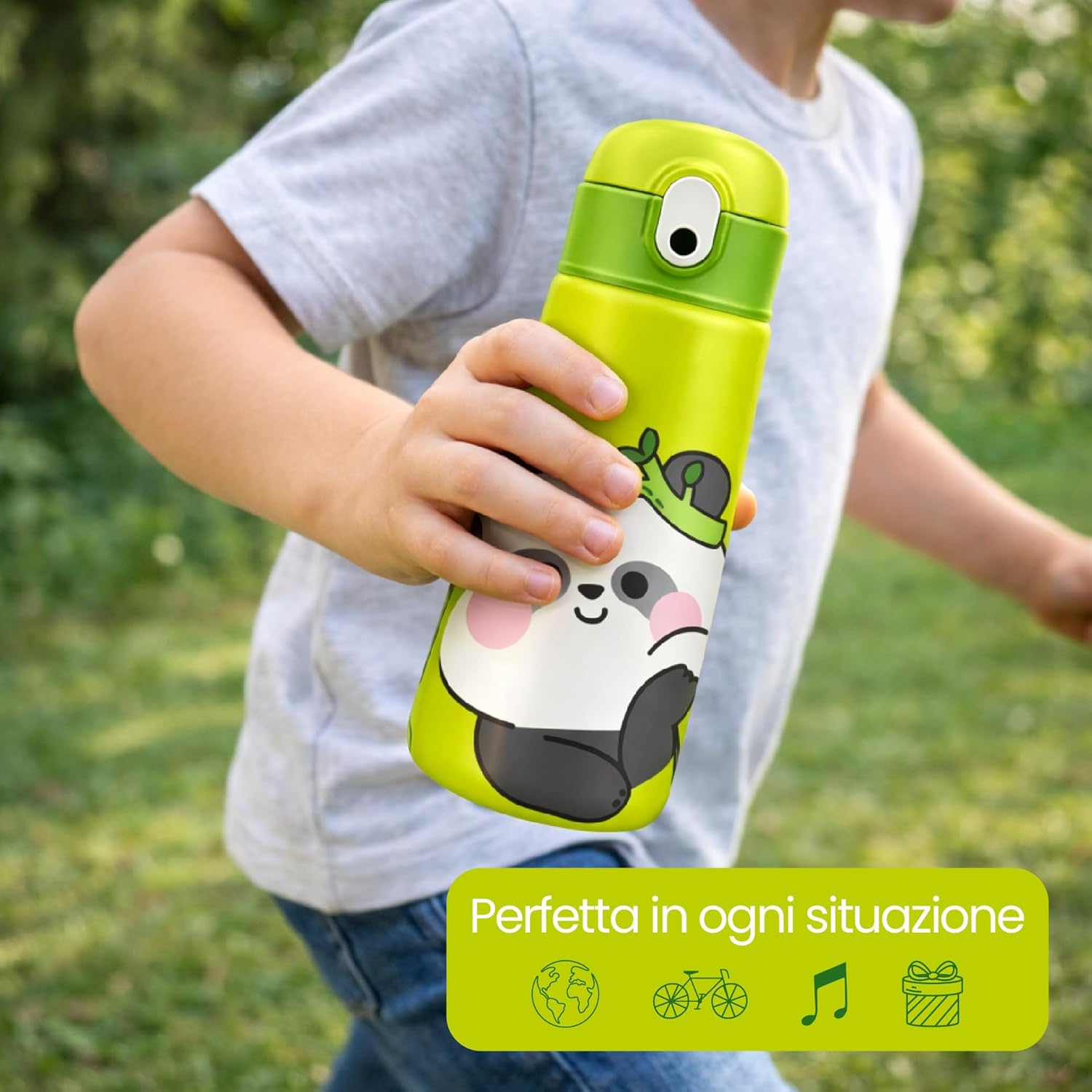 Thumbnail 6 de Cartomania Borraccia termica Chill & Refill con cannuccia, tema panda, 460 ml