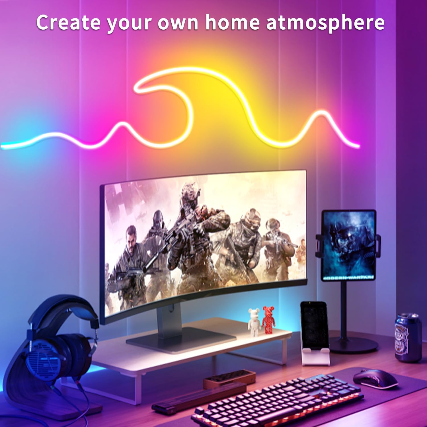 Thumbnail 2 de Segrass 20M LED Neon Lights Strip — RGB, DC 24V, Waterproof Flexible Neon Rope Light with App & Remote Control
