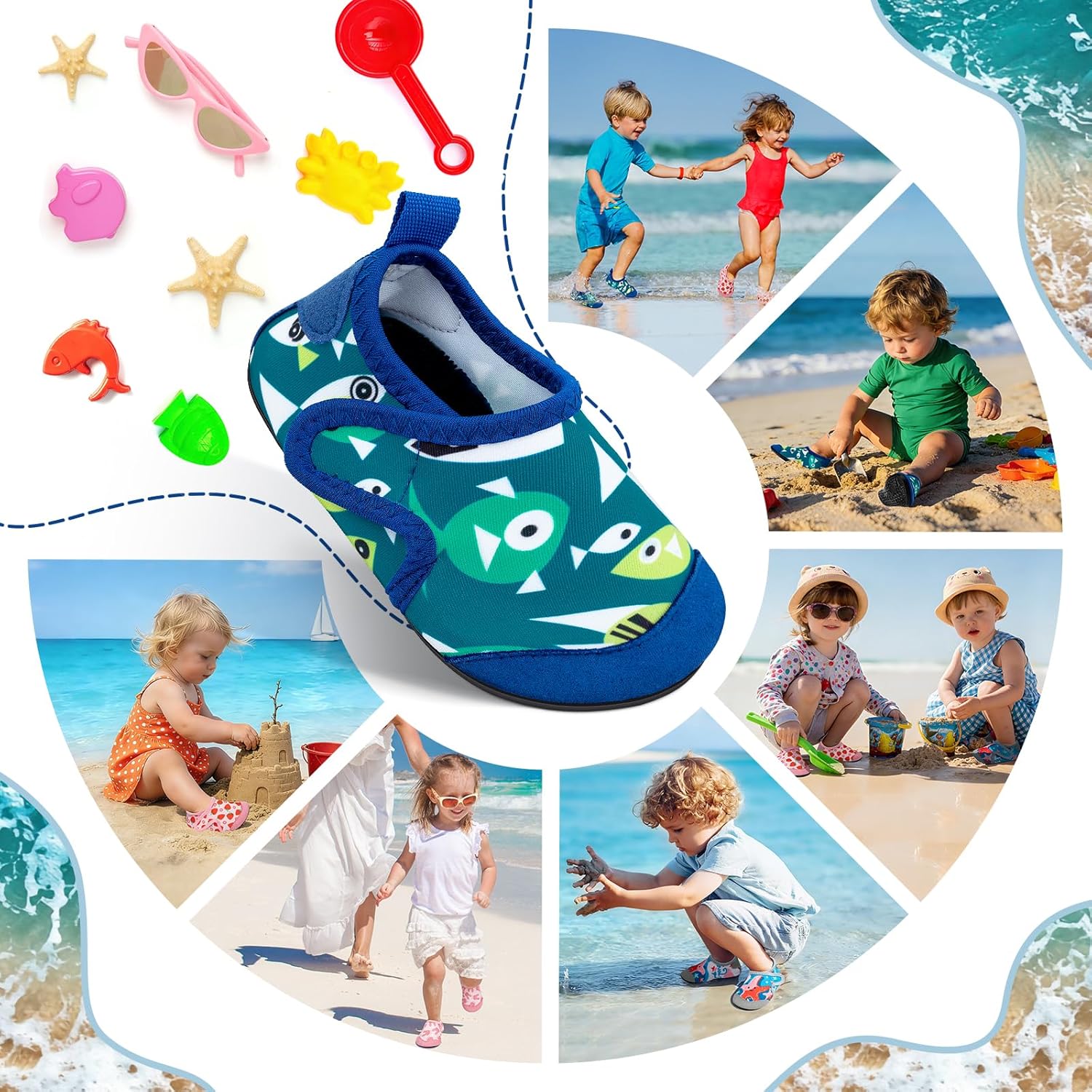 Detalle de Toddler Water Shoes for Kids: Lightweight Quick-Dry Beach Socks for Ocean, Pool and Water Play