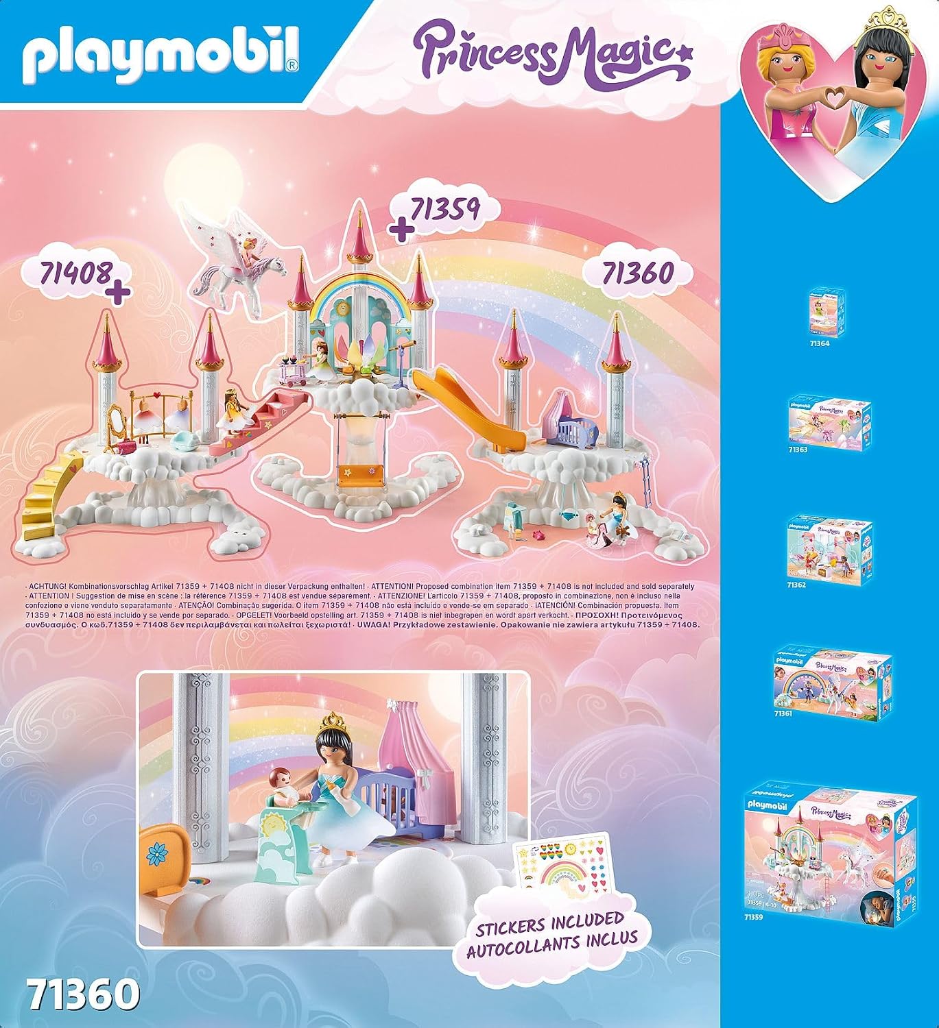 Detalle 1 de PLAYMOBIL Princess Magic 71360 babykamer met wieg, glijbaan en 61 accessoires