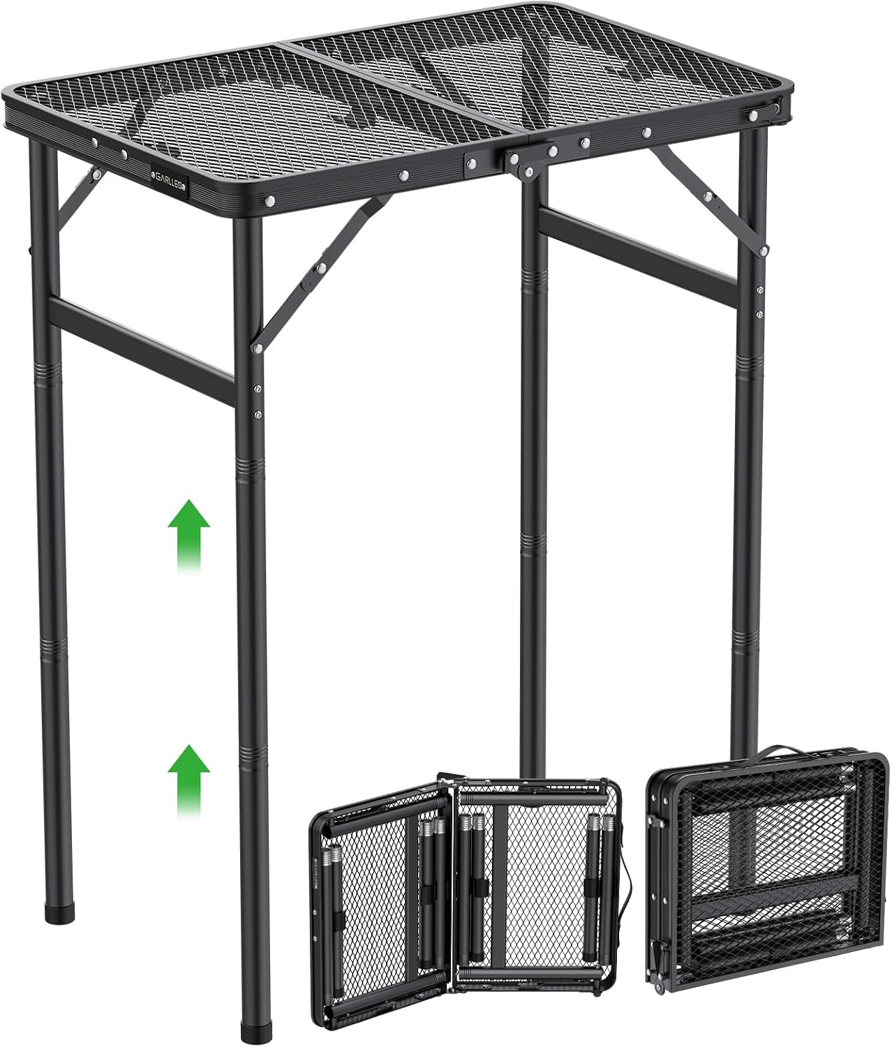 Detalle de GARLLEN klappbarer Grilltisch mit 3 Höhen (60 x 40 cm) – tragbarer Campingtisch
