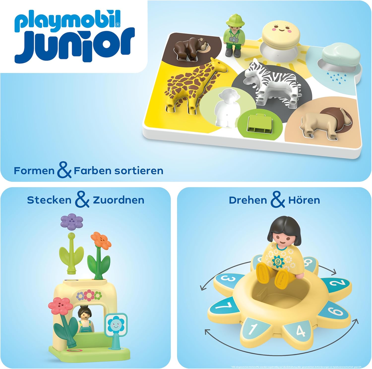 Thumbnail 3 de PLAYMOBIL JUNIOR Mein erstes Spielzeug ab 1 Jahr – sortierendes Lernset mit Puzzle, Blumenstand und Kreisel (71655)