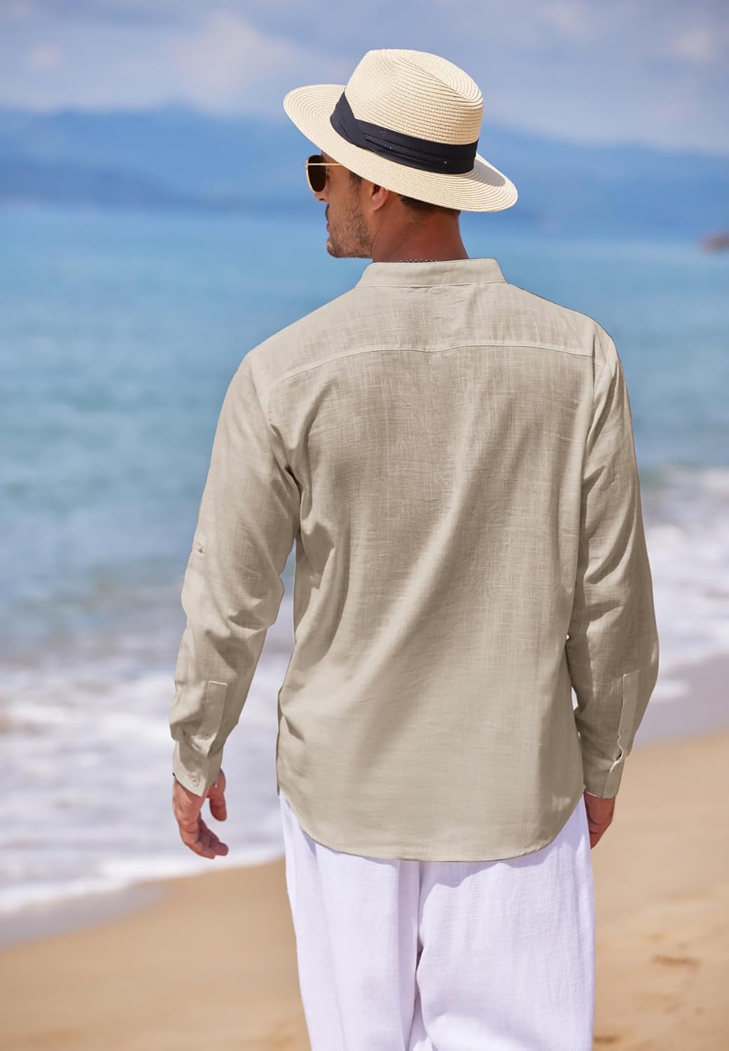 Thumbnail 3 de COOFANDY Men's Cotton Linen Henley Shirt
