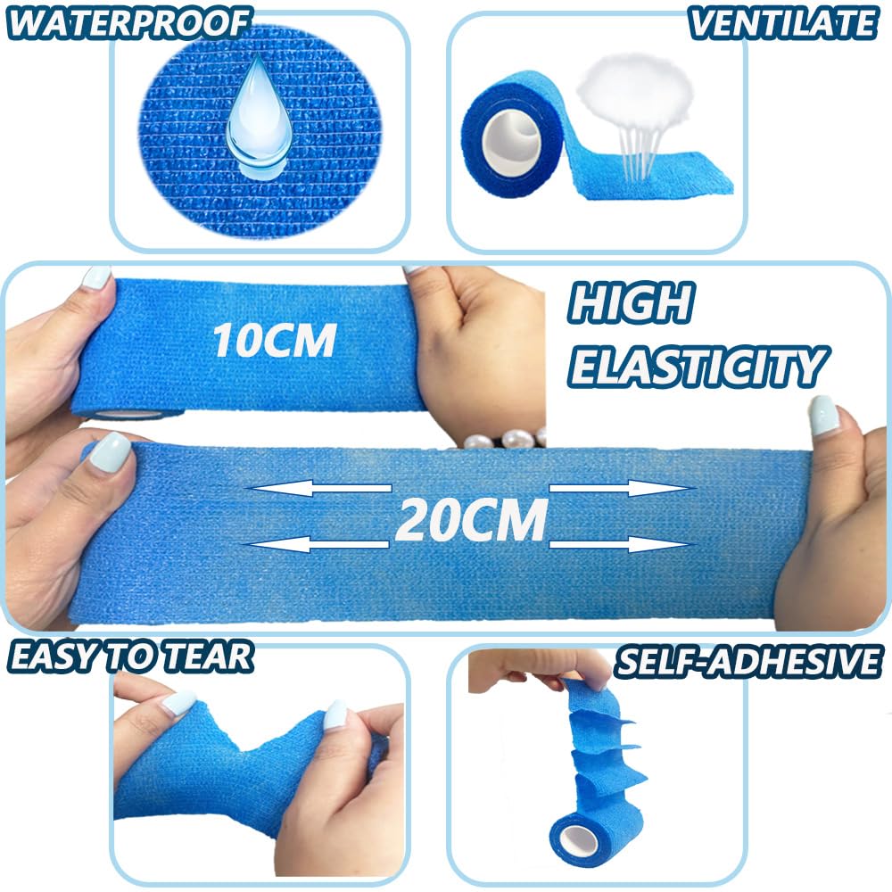 Detalle de ANAMPION 12 Rolls Self-Adhesive Football Sock Tape (7.5cm x 4.5m) – Cohesive bandage wrap for first aid & sports support