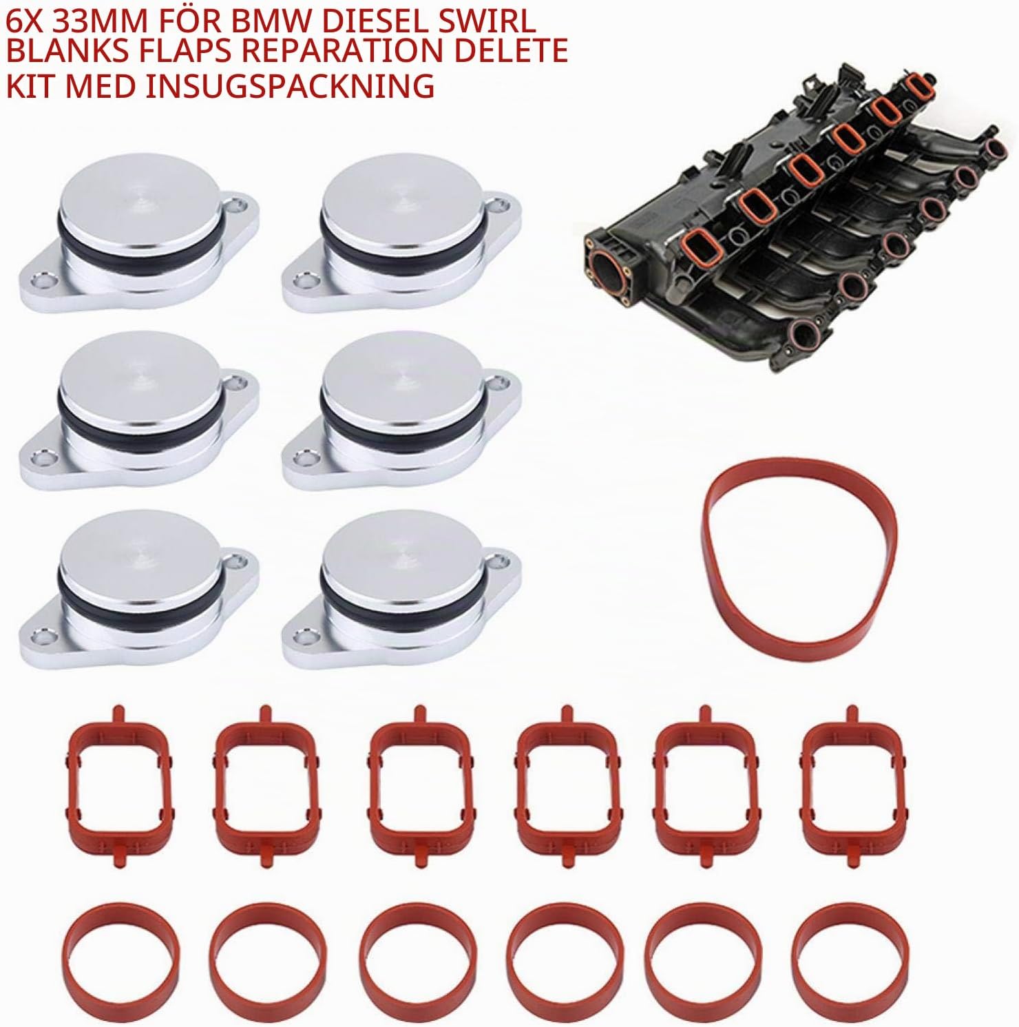 Detalle 2 de Yctze Swirl Flap – blindpluggar för insugsrör, 6 × 33 mm med packningar