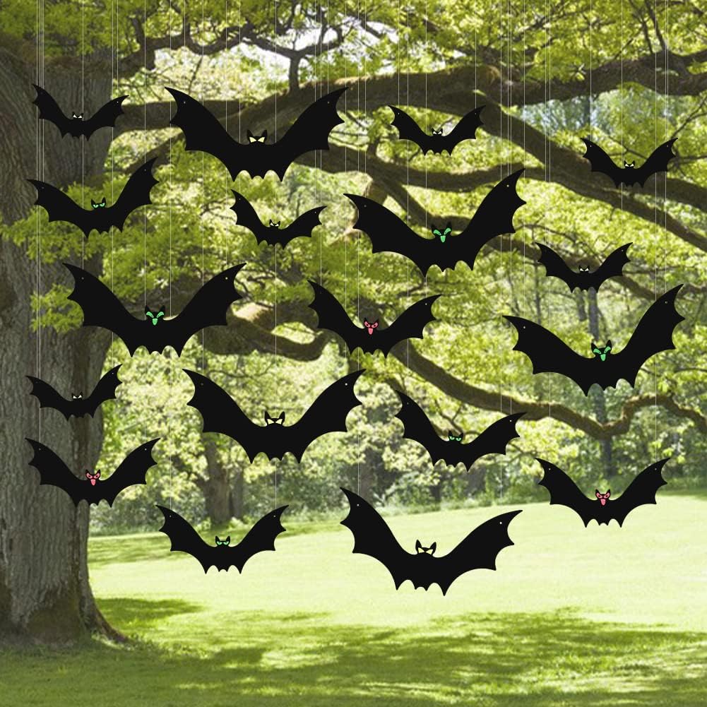 Detalle de HaWeier Hanging Halloween Bats, 18-Piece Set with 3 Sizes and Eye Stickers
