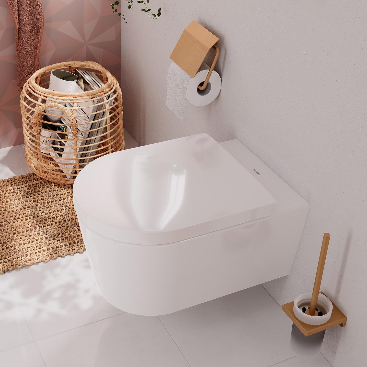 Detalle 2 de Hansgrohe AddStoris 41752140 Porte-brosse WC mural Bronze brossé