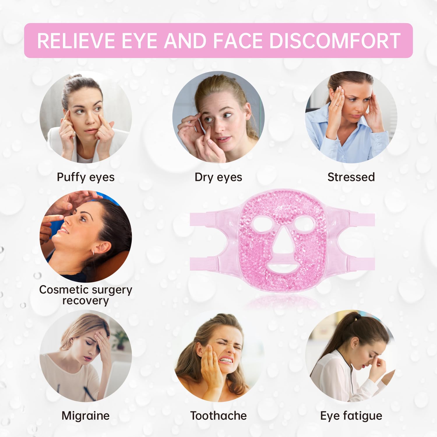 Detalle de ZNÖCUETÖD Face Ice Mask Gel Hot Cold Compress for Face, Eyes & Post-Procedure Recovery