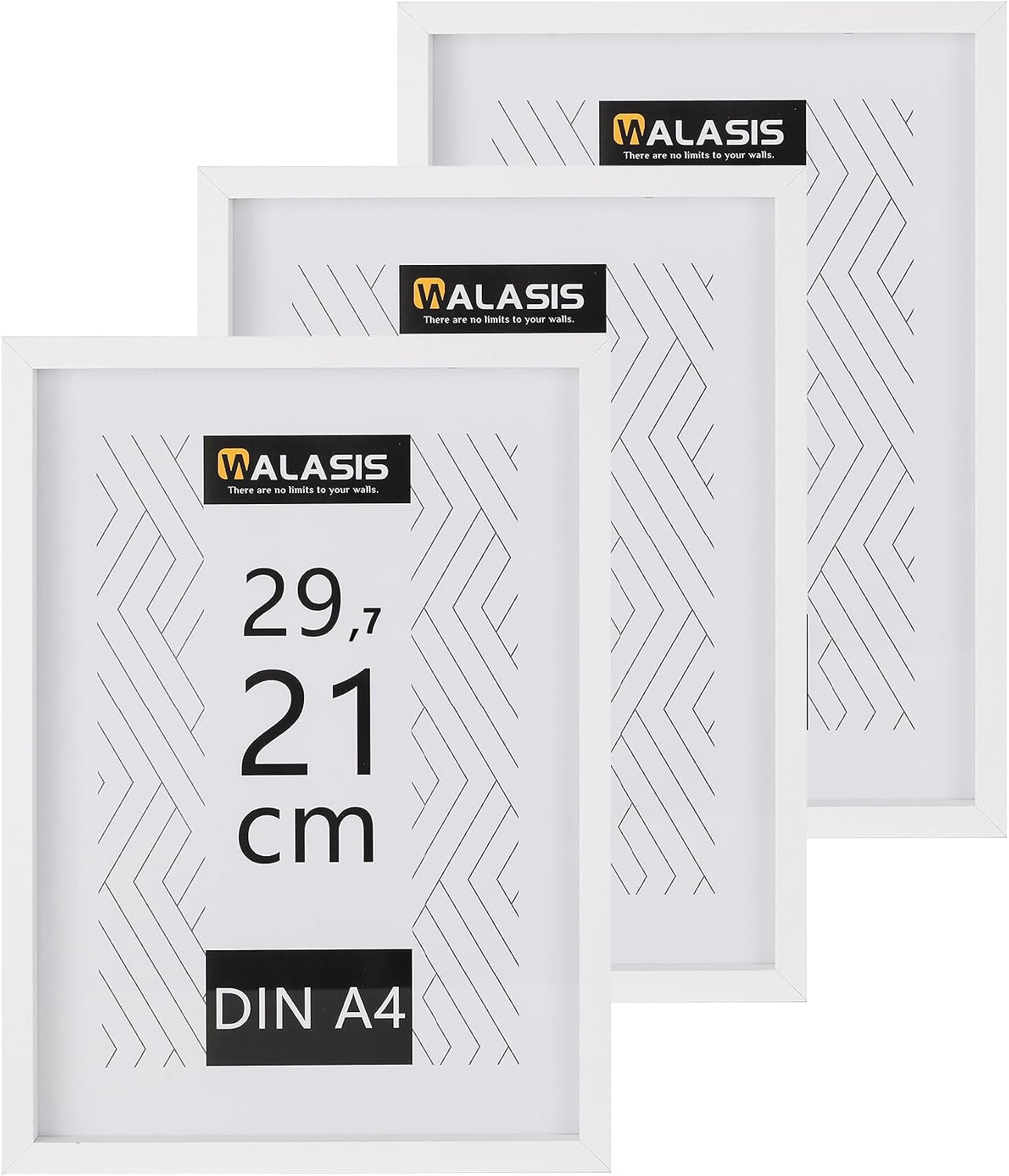 Detalle de Walasis Bilderrahmen A4 Weiß – 3er-Set MDF Holzrahmen (21×29,7 cm) mit Aufhängung
