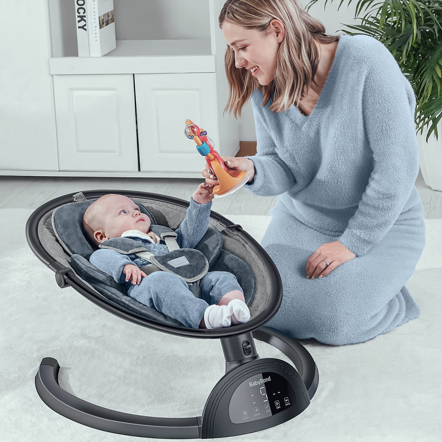 Thumbnail 2 de BabyBond Infant Swing with Bluetooth, 3 Seat Positions and 5-Point Harness