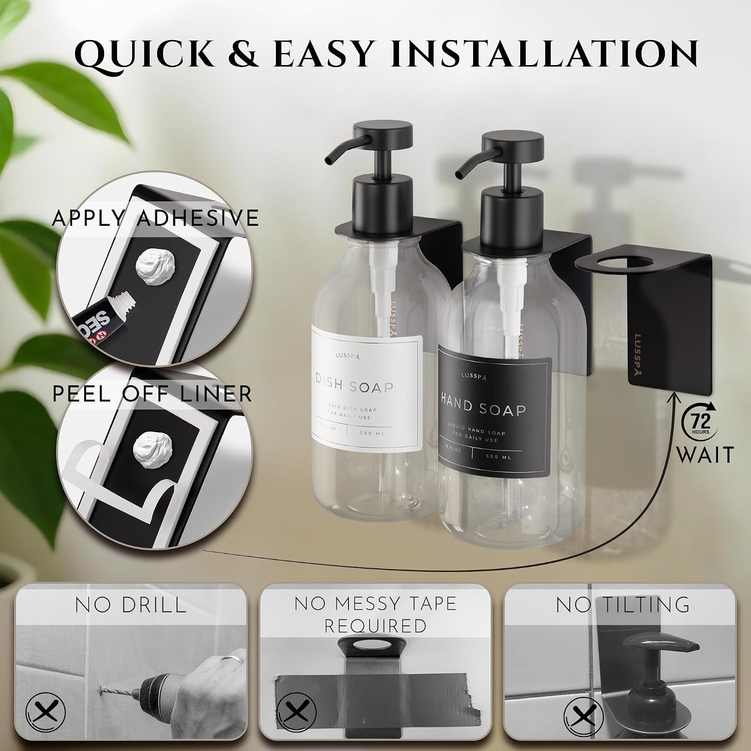 Detalle 2 de LUSSPA 3WM-CGB Wall-Mounted Shower Dispenser Set, 3 x 500 ml Bottles