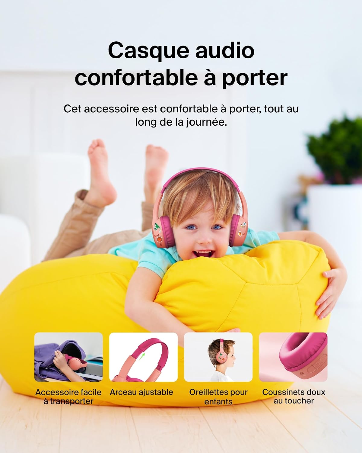 Thumbnail 6 de Belkin SoundForm Mini Rose Casque Audio sans Fil Enfants