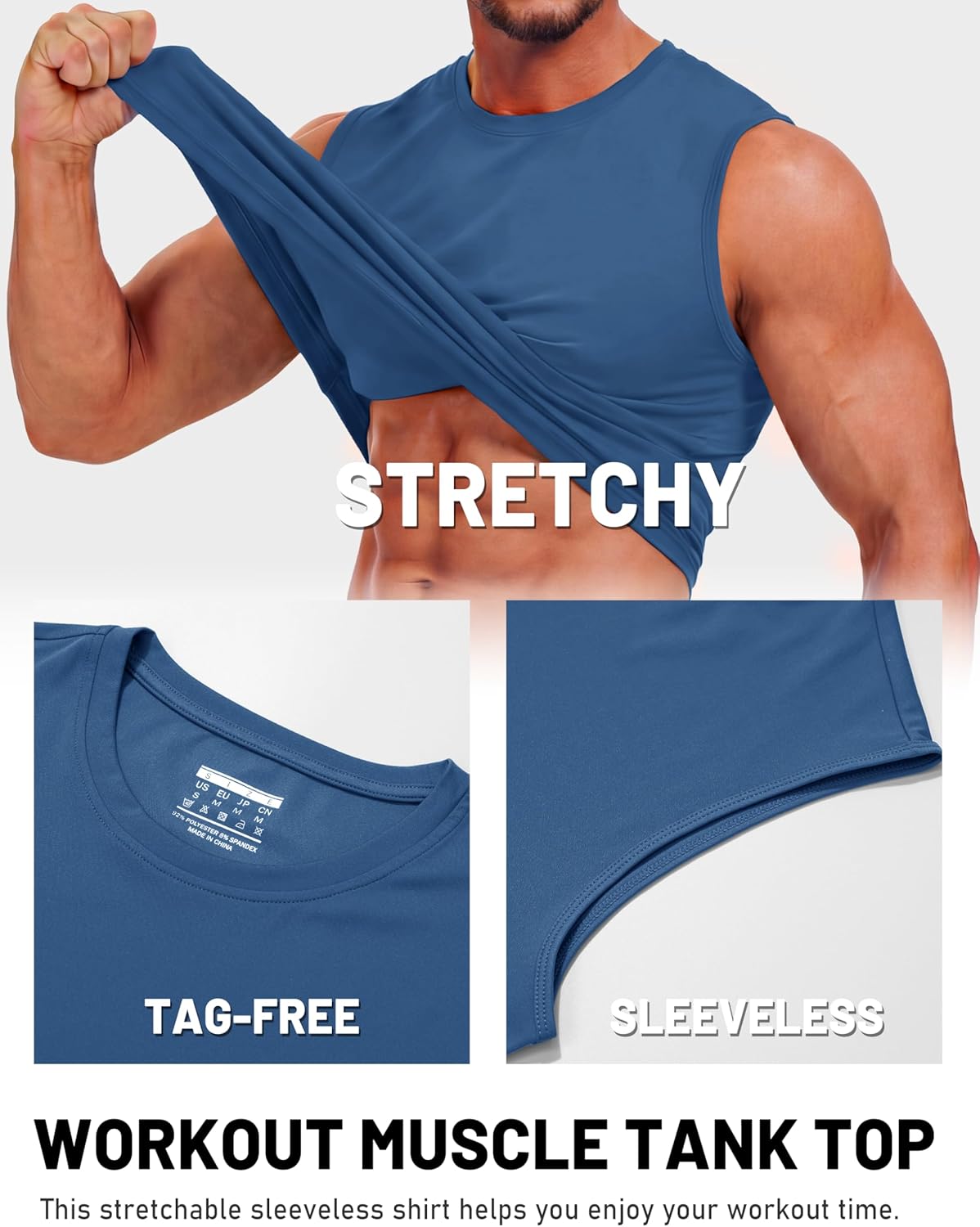 Detalle 2 de TACVASEN Herren Tanktop Sport mit UPF 50+ UV-Schutz – schnelltrocknend & atmungsaktiv