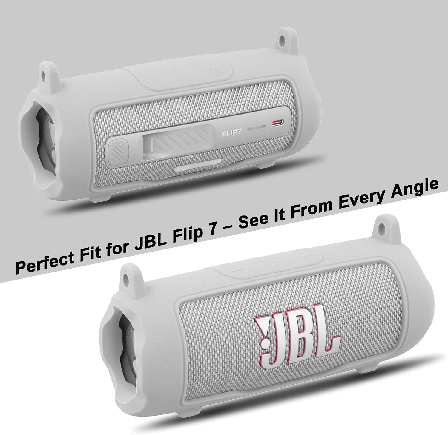 Detalle de JBL Flip 7 silicone protective cover with strap